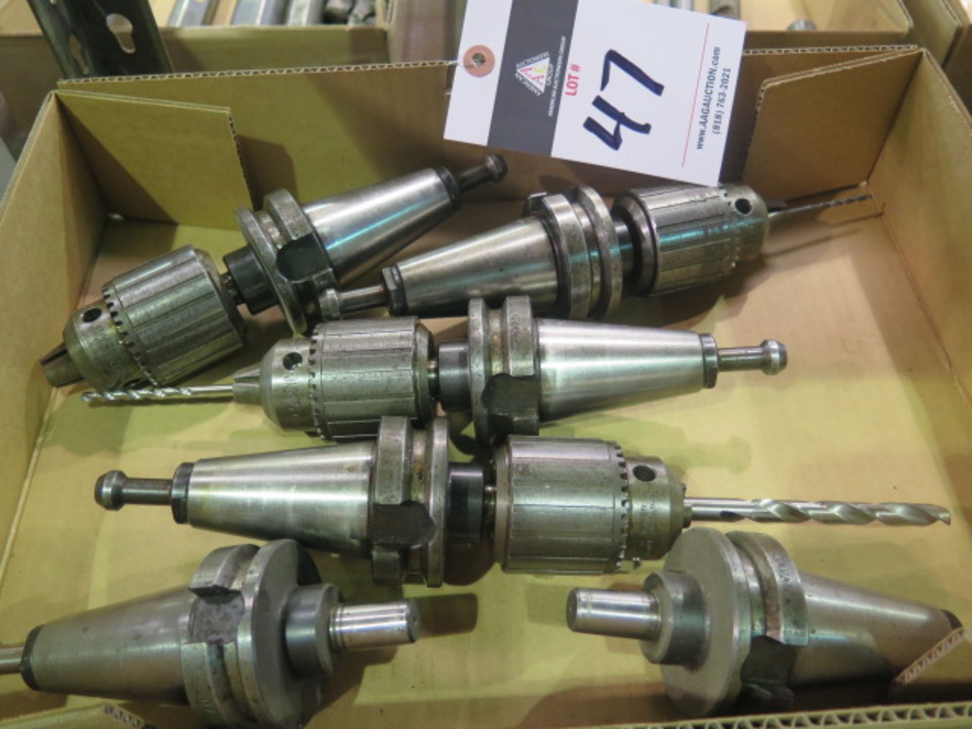 BT-40 Taper Drill Chucks (3) and Drill Chuck Holders (2)