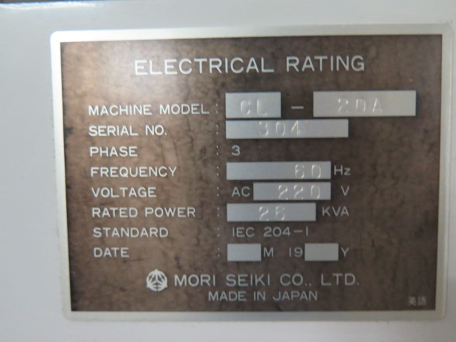 Mori Seiki CL-20A CNC Turning Center s/n 304 w/ Yasnac Controls, 8-Station Turret, Parts Catcher, 8” - Image 12 of 15