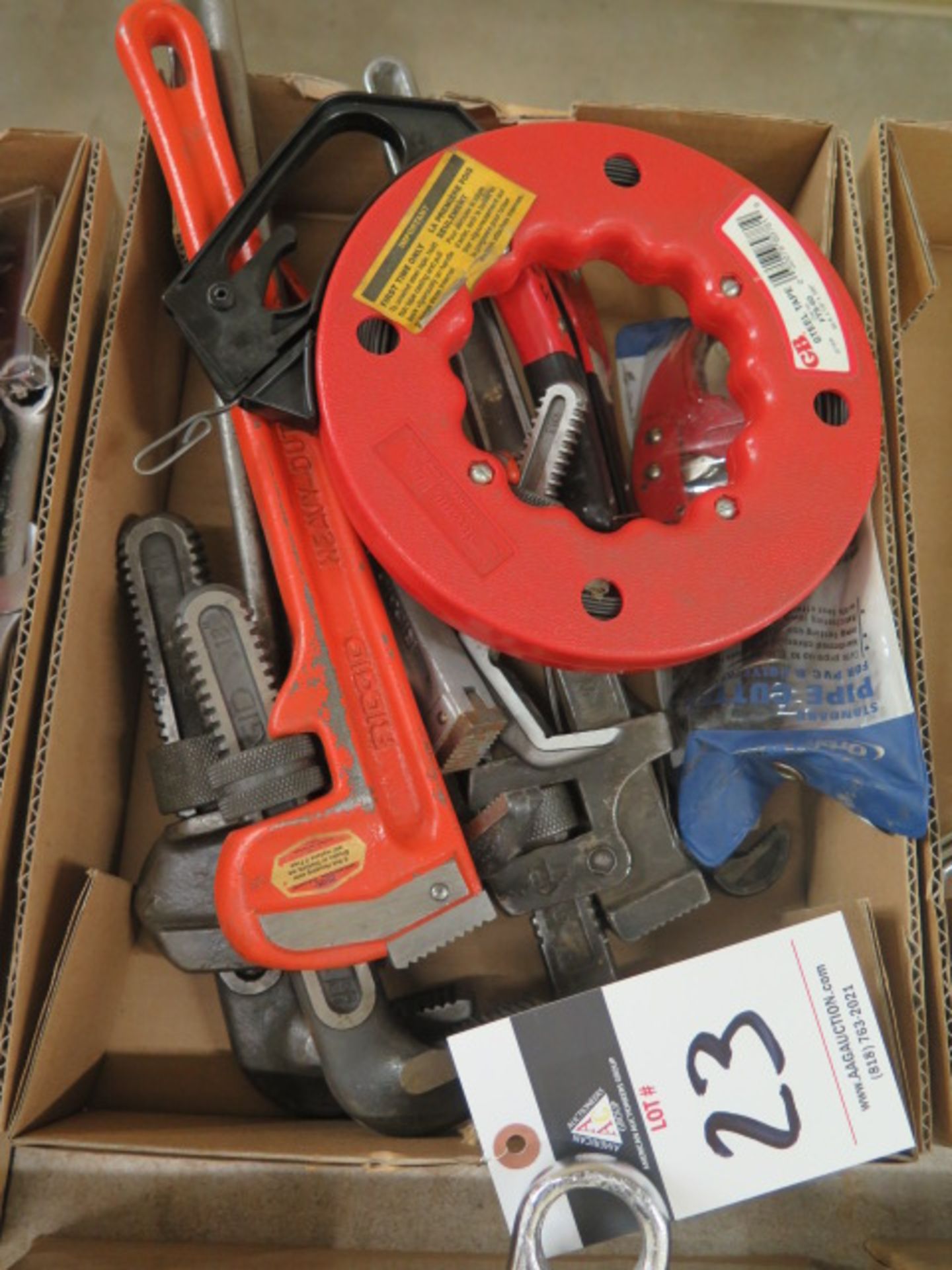 Pipe Wrenches and Steel Fish Tape