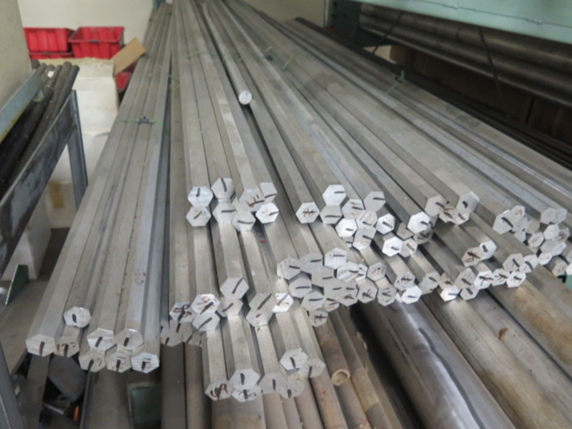 Large Quantity of Aluminum and Stainless Steel Round, Rectangular and Hex Bar Stock, Cut Machine - Image 4 of 15