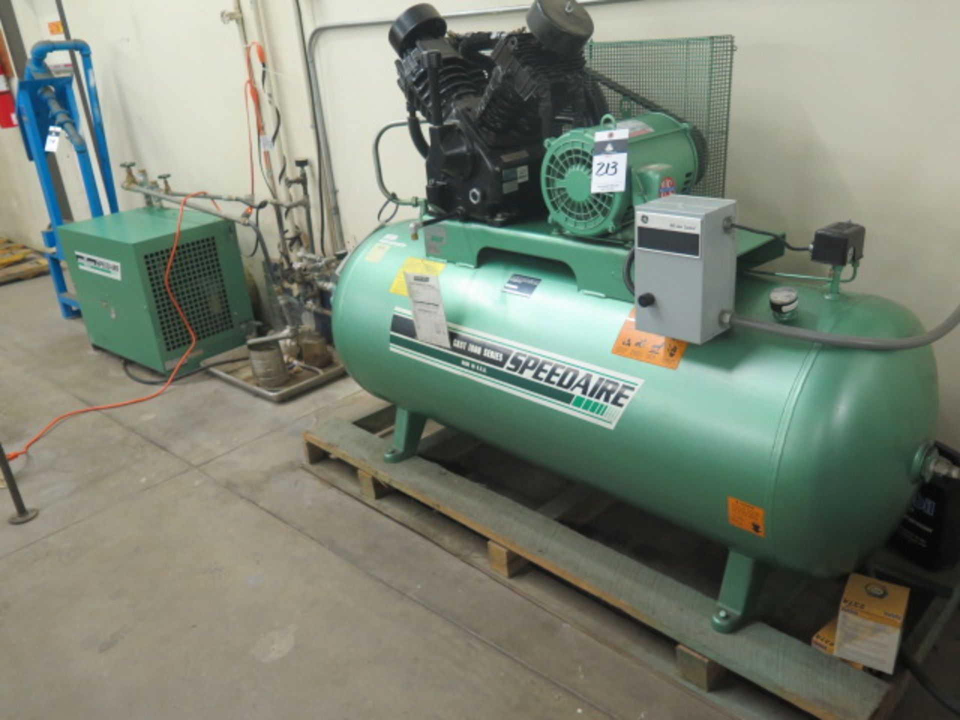 Speedaire 5Z402B-2 10Hp Horizontal Air Compressor s/n 041493L-980893 w/ 2-Stage Pump, 120 Gallon - Image 2 of 10