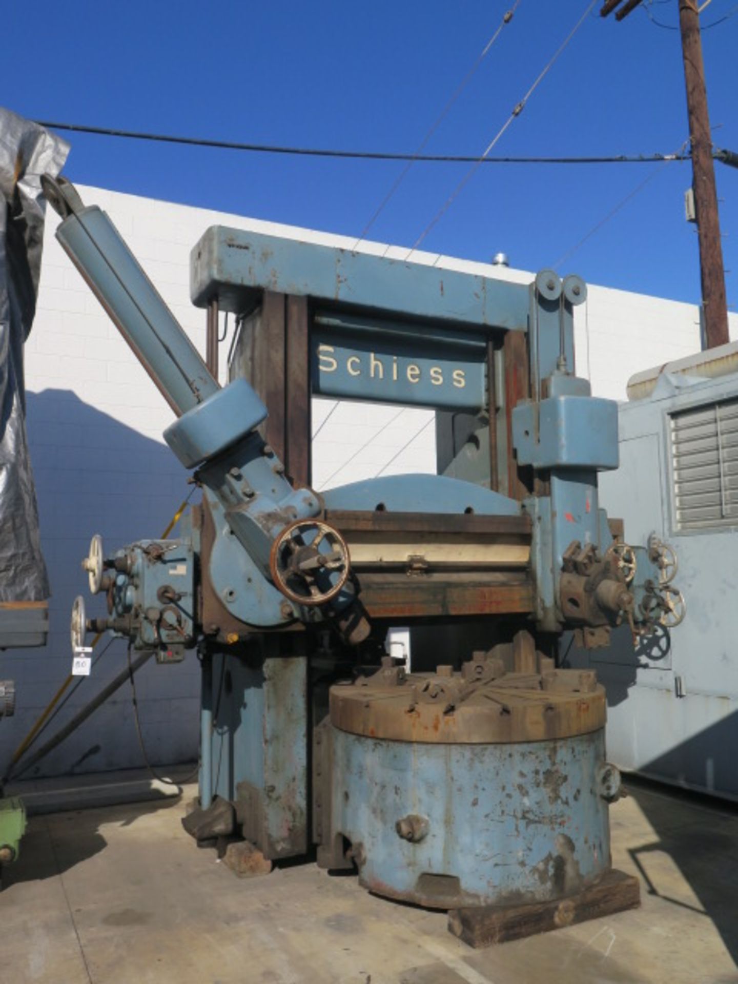 Schiess 59” Vertical Turret Lathe w/ 5-Station Turret, Boring Head, 68” Swing, 2.9-90 RPM, 59”