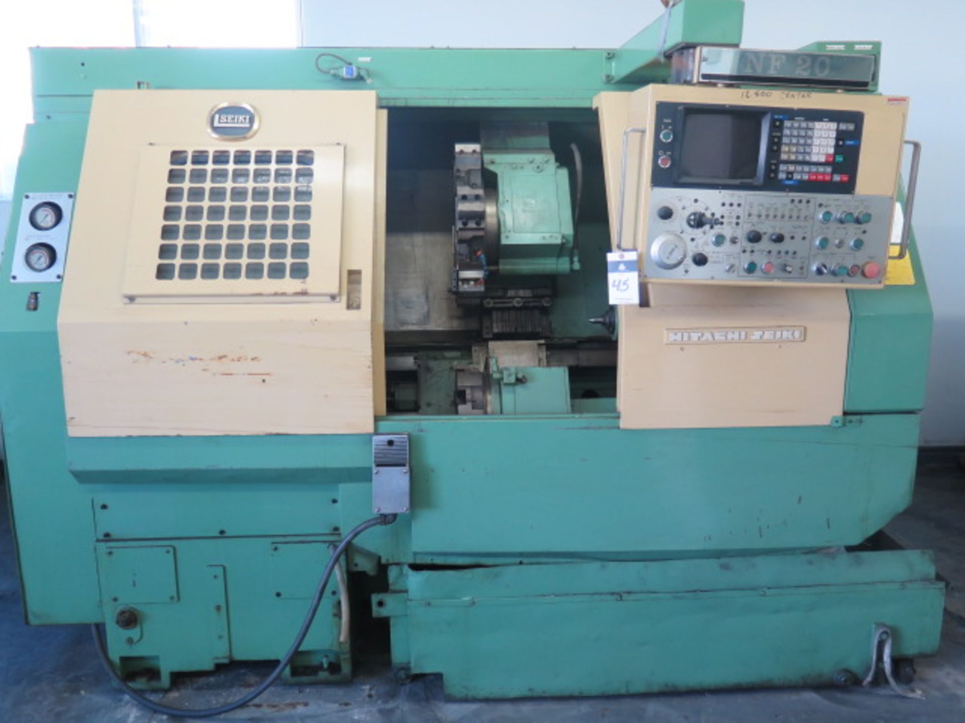 Hitachi Seiki NF-20 Twin Turret CNC Turning Center s/n NF-20026 w/ Fanuc Controls, 12-Station - Image 2 of 13
