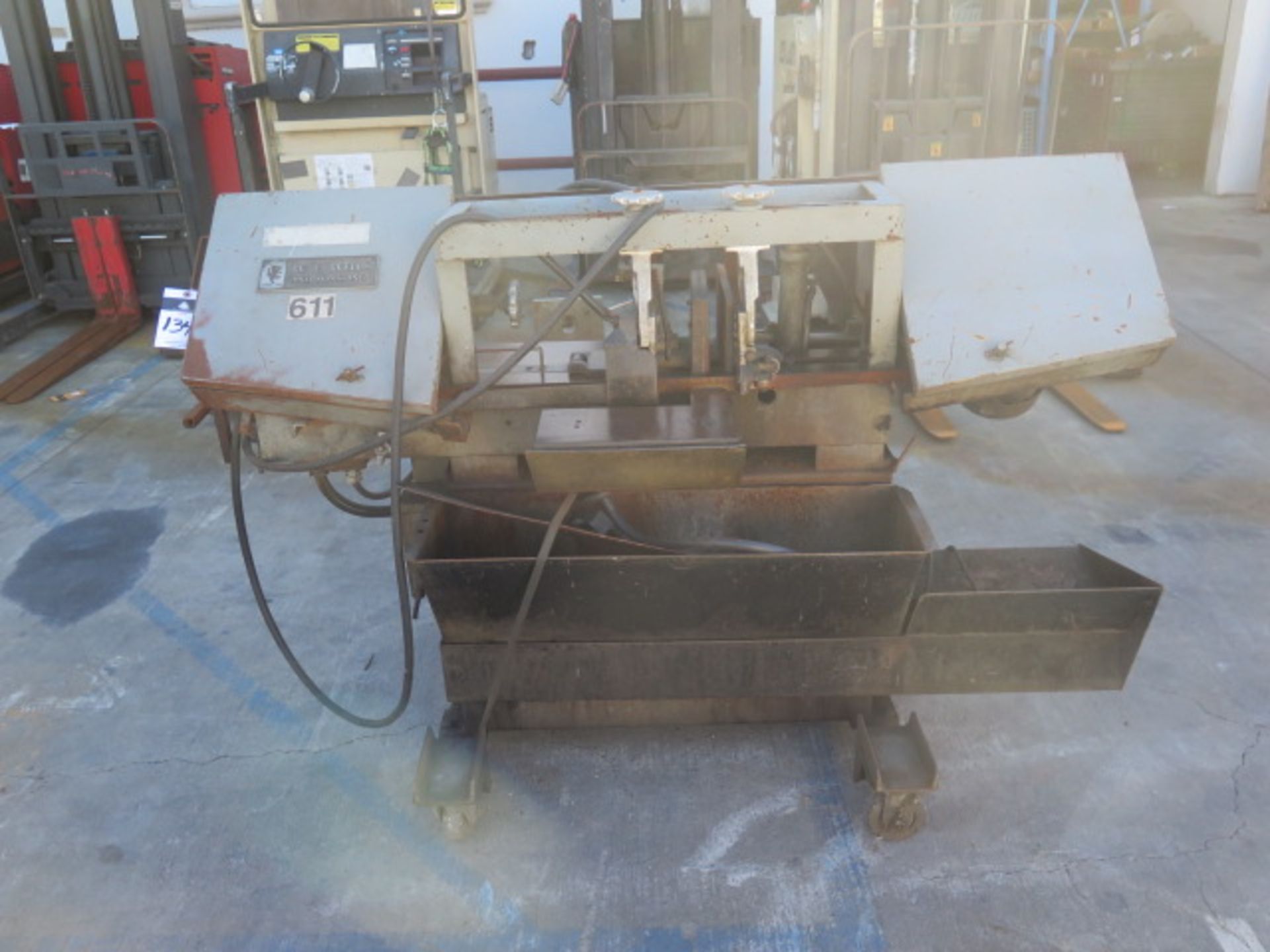 Wells mdl. L-9 9" Horizontal Band Saw w/ Manual Clamping, Coolant, Rolling Base