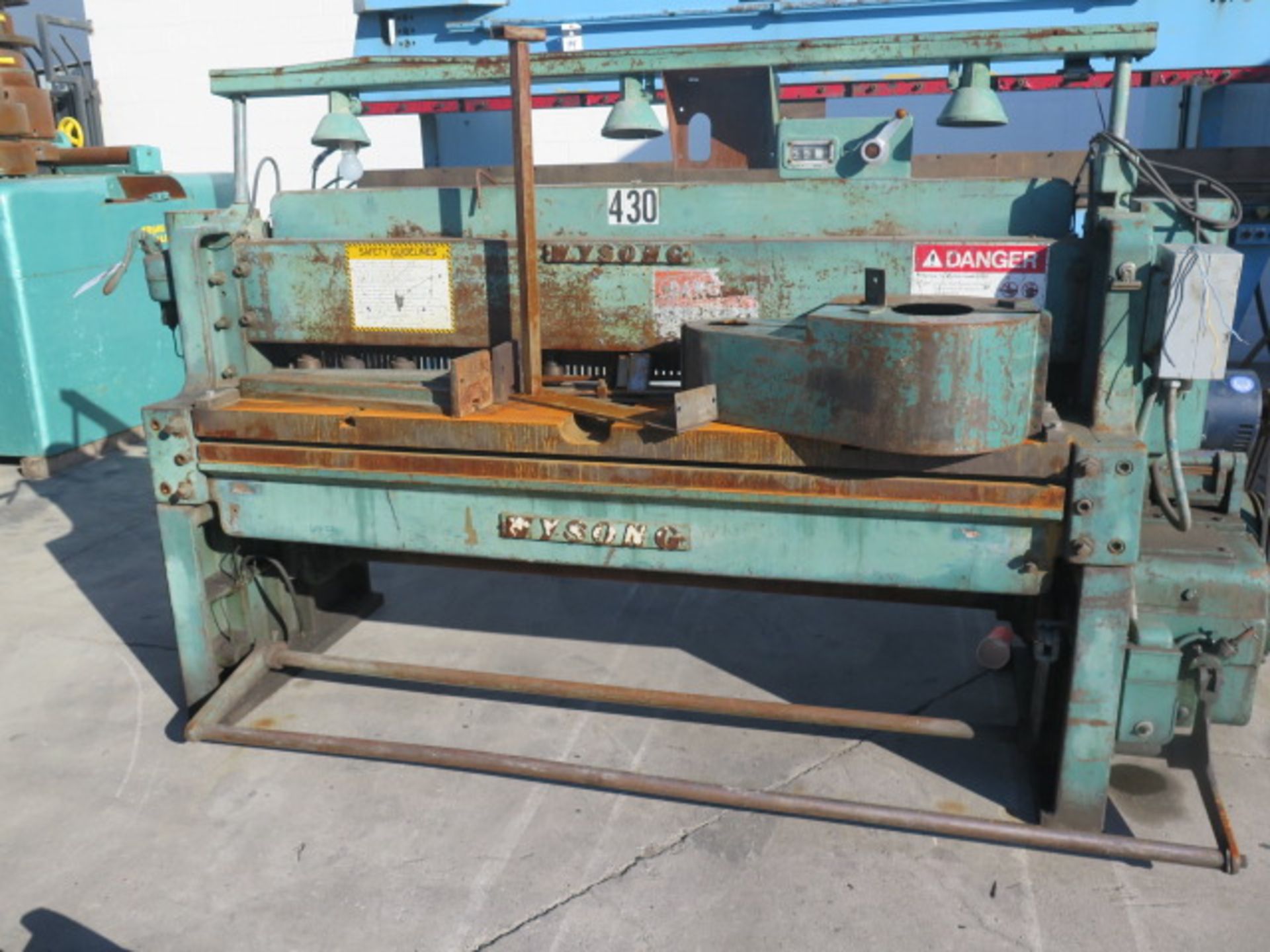 Wysong 72” Power Shear w/ Dial Back Gage, Front Material Supports