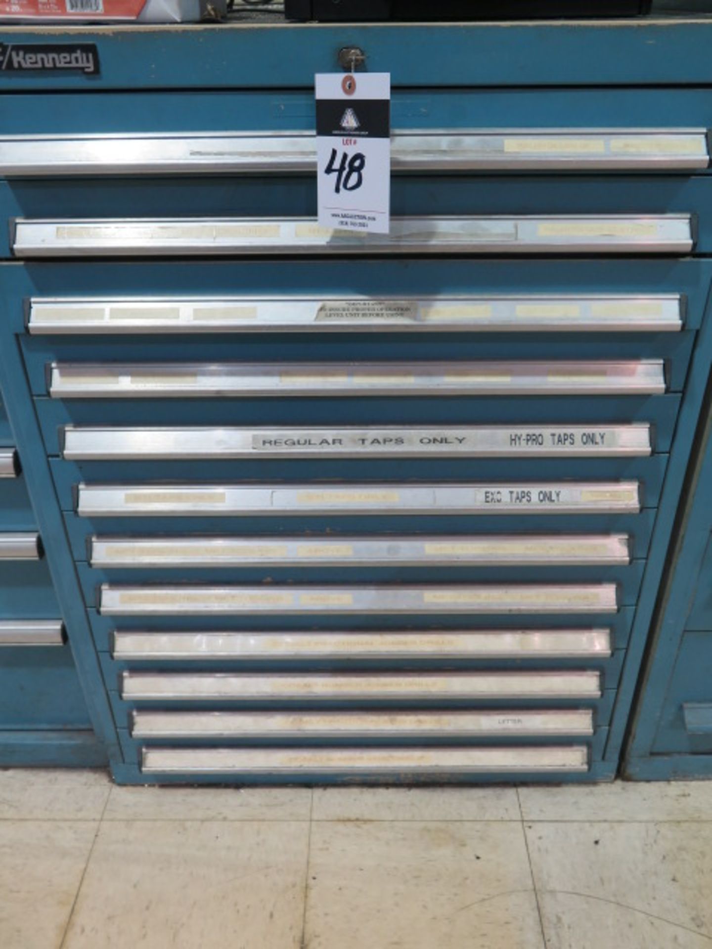 Bott/Kennedy 12-Drawer Tooling Cabinet w/ Radius and Angle Cutters, Carbide Drills, Endmills,