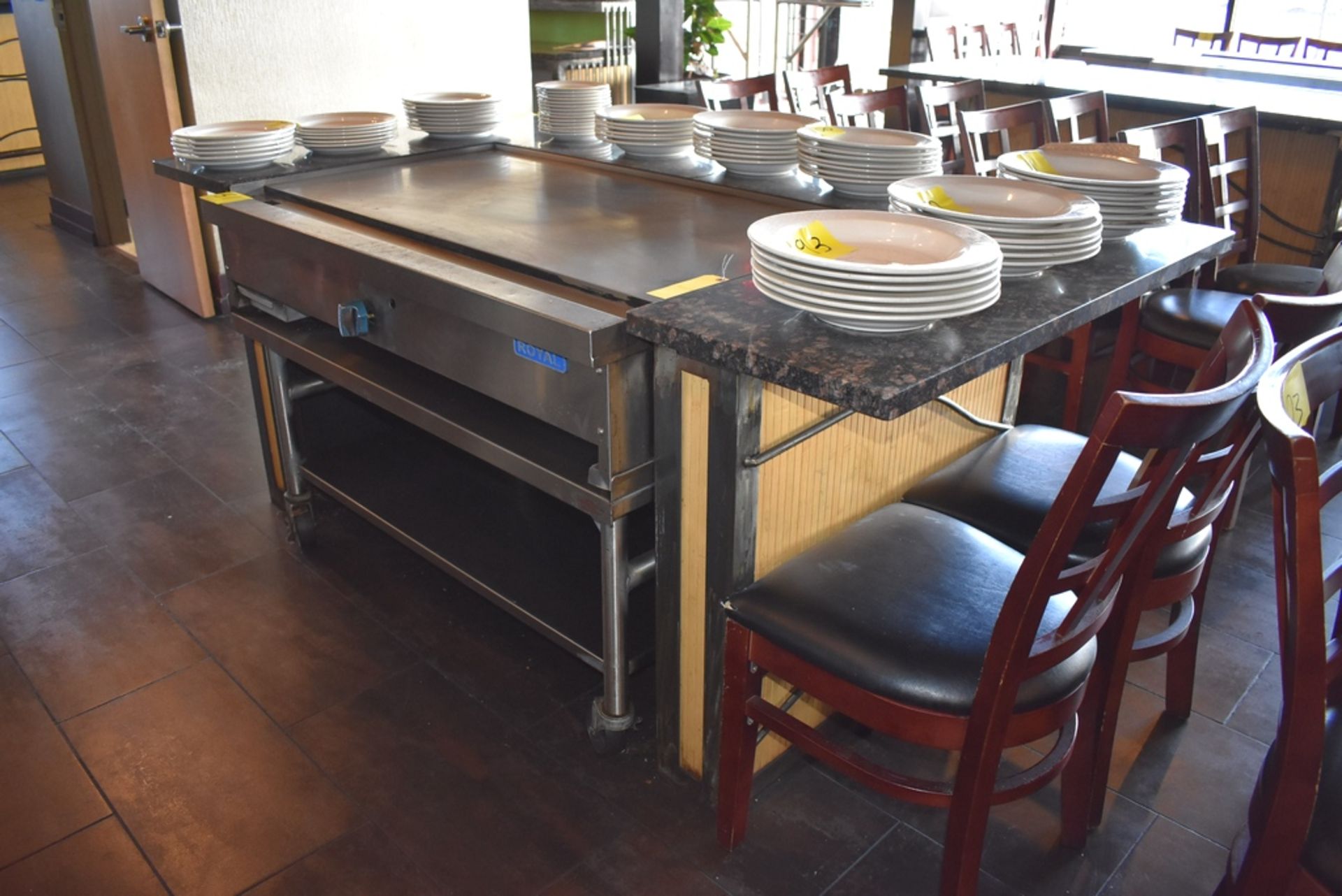 CUSTOM 80.5" X 44' X 33" HIGH U-SHAPE STEEL FRAME GRANITE TOP HIBACHI STATION - Image 2 of 2