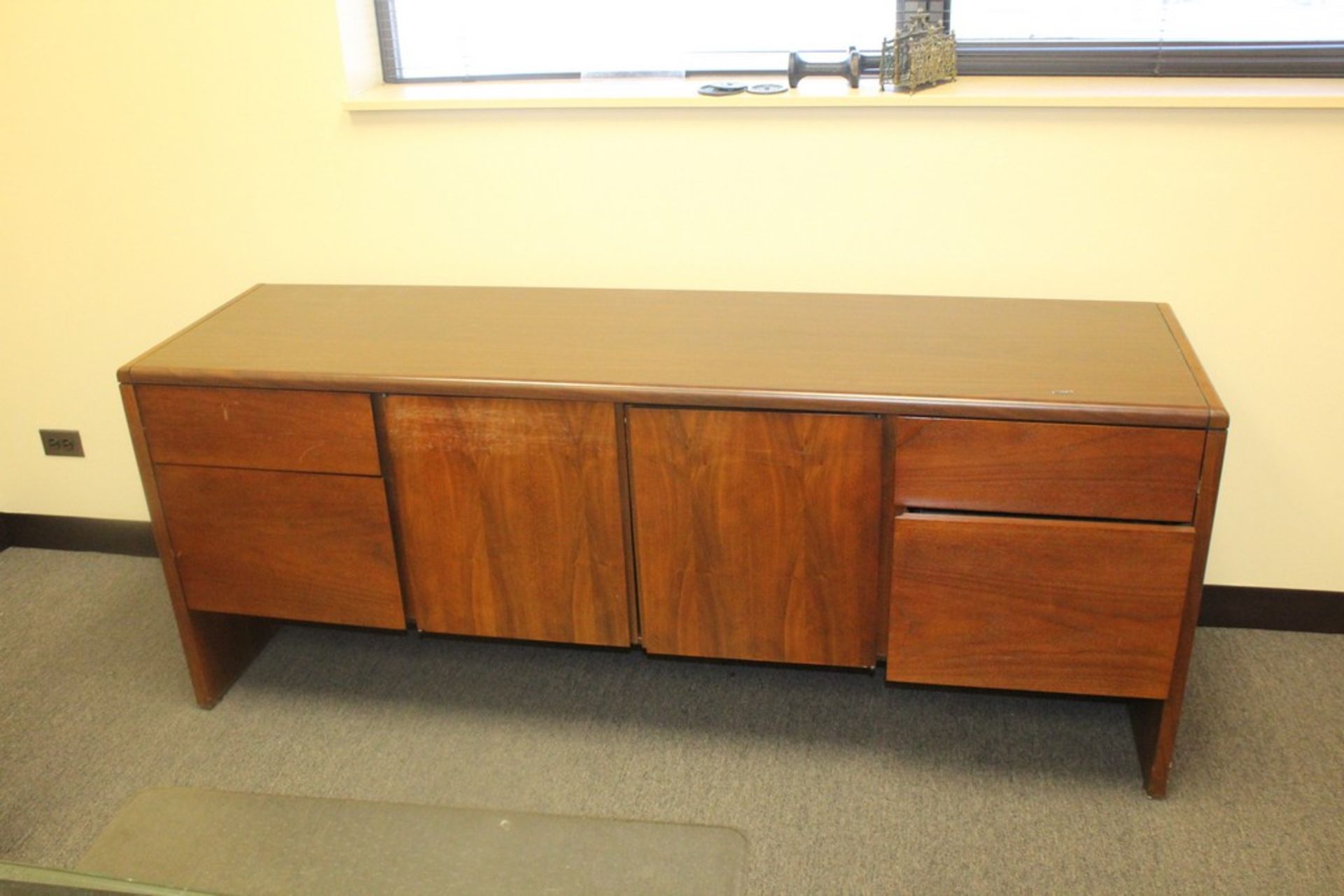 GLASS EXECUTIVE DESK - 72" X 30" X 29" AND WOOD CREDENZA - 29" X 72" X 20" - Image 3 of 3