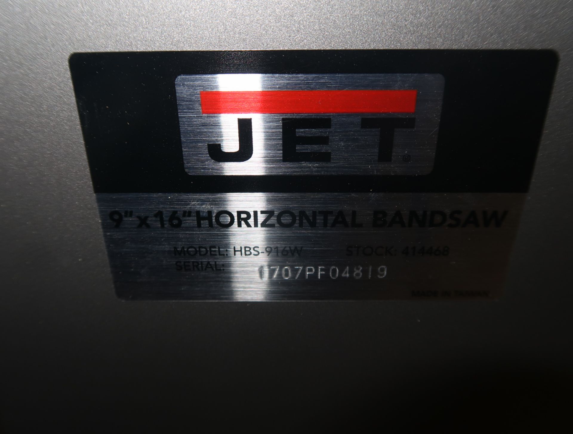 JET HORIZONTAL BANDSAW 9"X16" MDL. HBS-916W SN. 1707PF04819 (NEW) - Image 3 of 4