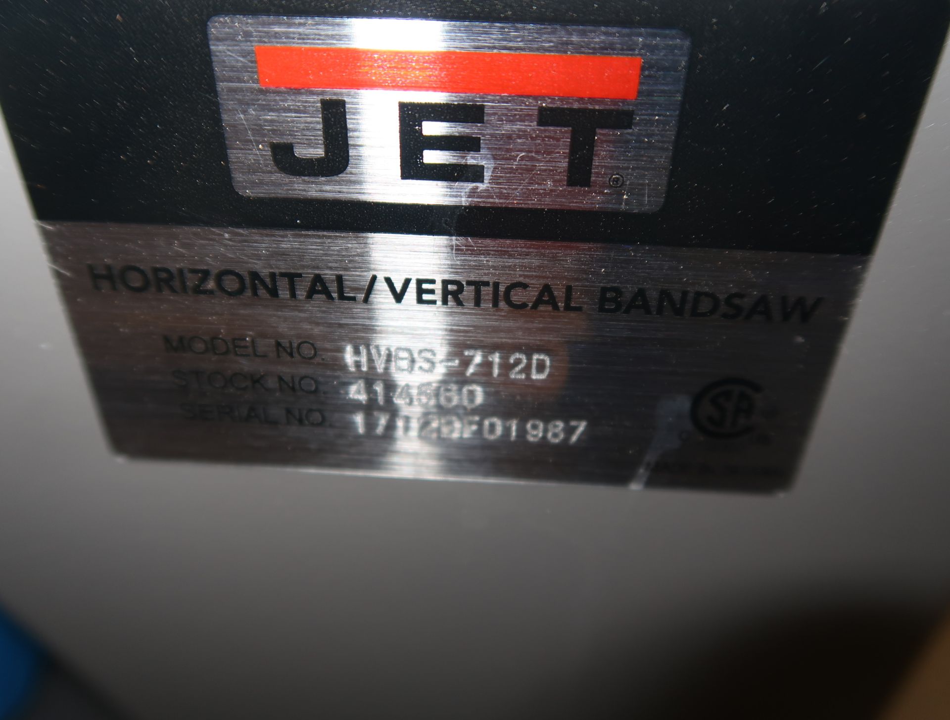 JET HORIZONTAL-VERTICAL BANDSAW MDL. HVBS-712D SN. 1712BF01967 (NEW) - Image 3 of 3