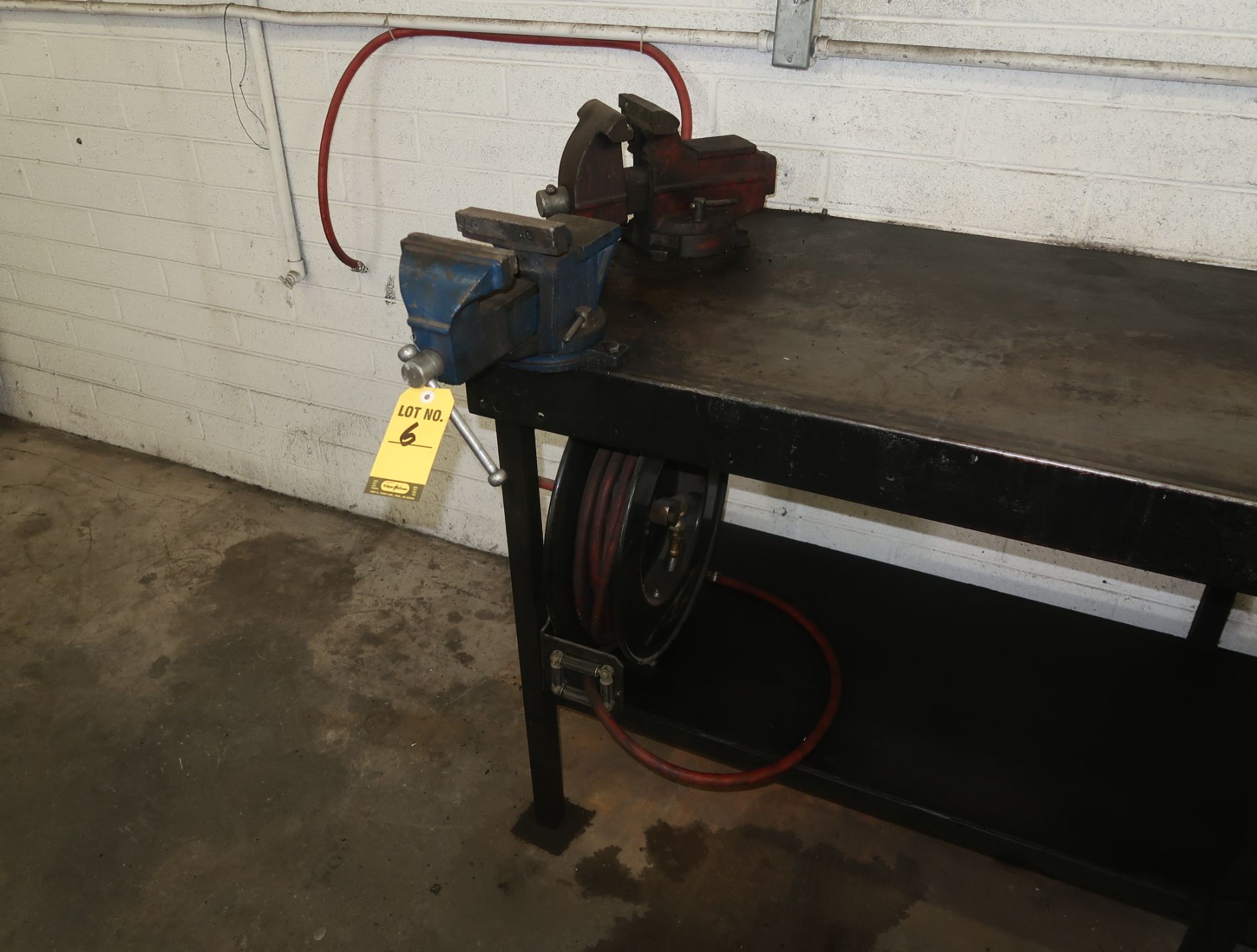 SHOP TABLE W/ VISES & GRINDER - Image 2 of 2