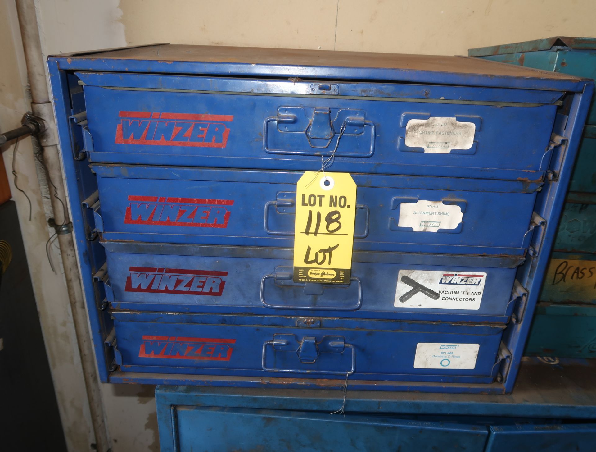 LOT OF WINZER FITTING, NUTS, BOLTS CONTAINERS