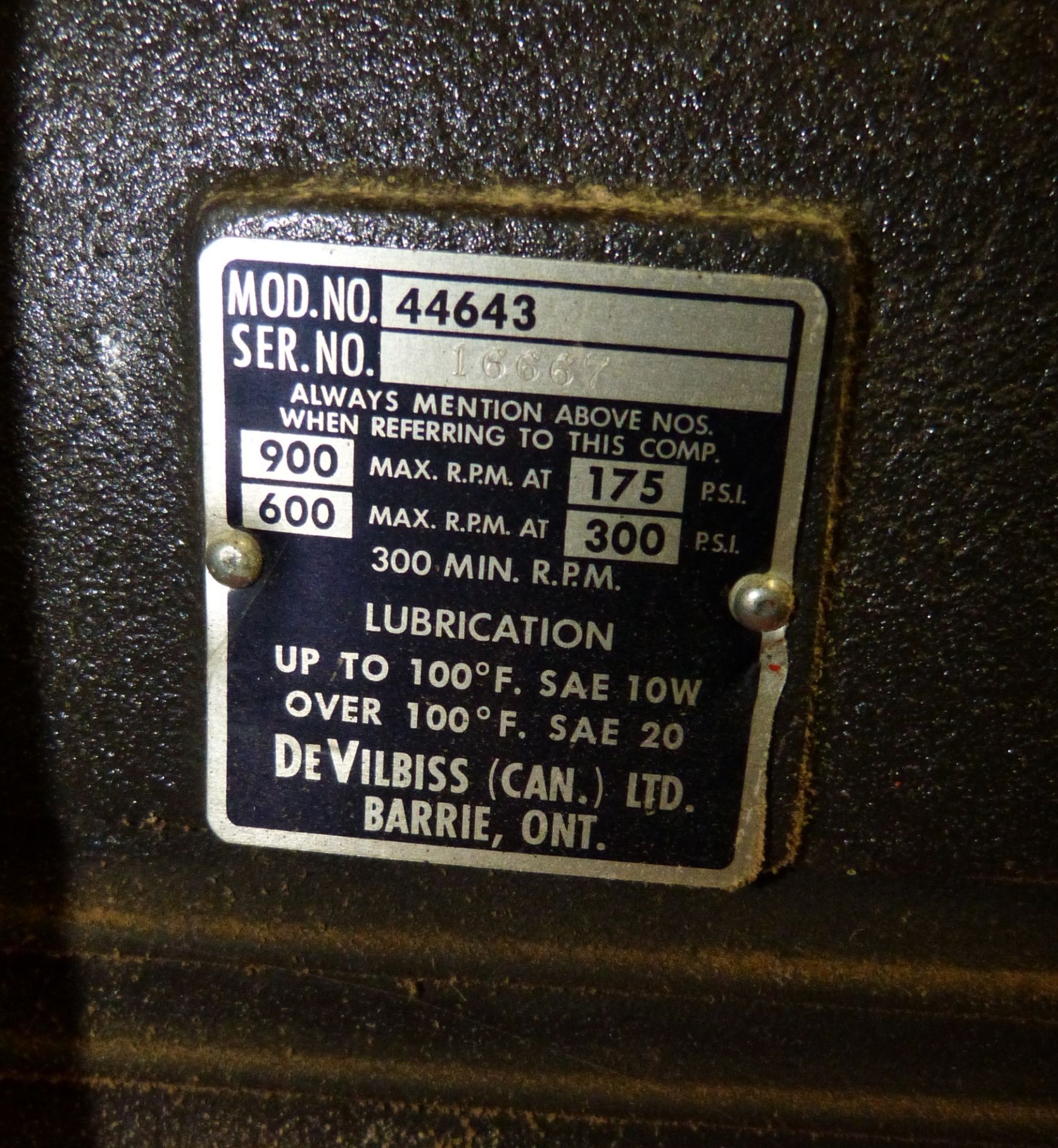 DeVILBISS Air Compressor 60 Gal., Mdl TAP-5050 - Image 4 of 4