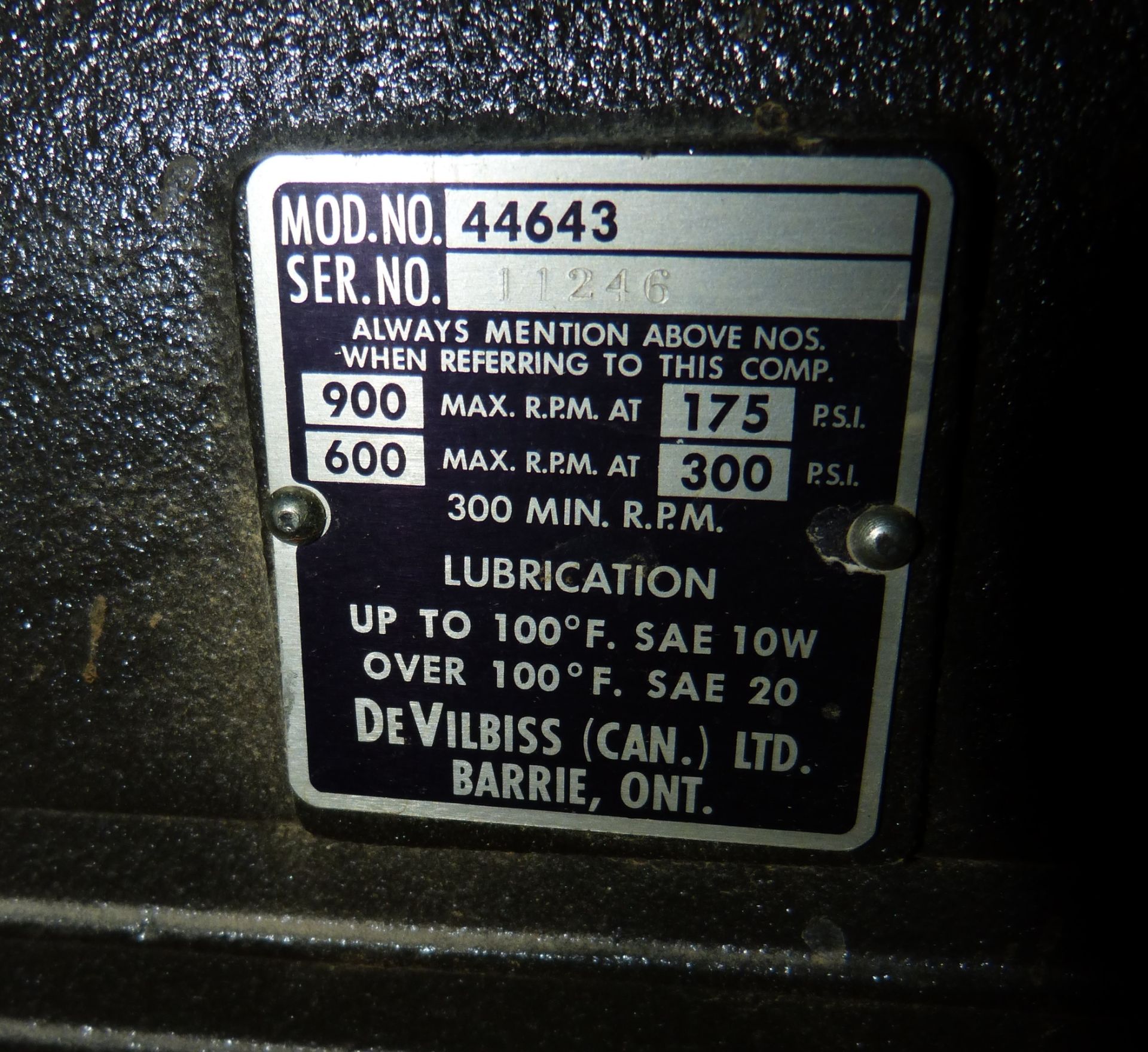 DeVILBISS 40GAL Air Compressor, Mdl TAP-5040 - Image 3 of 3