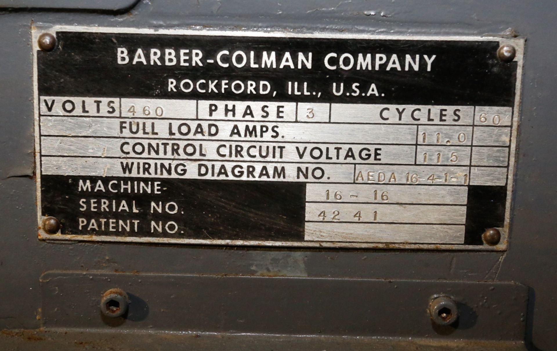 BARBER COLEMAN "16-16" GEAR HOBBER, S/N: 4241 (LOCATED IN RICHMOND, QC) - Image 5 of 6