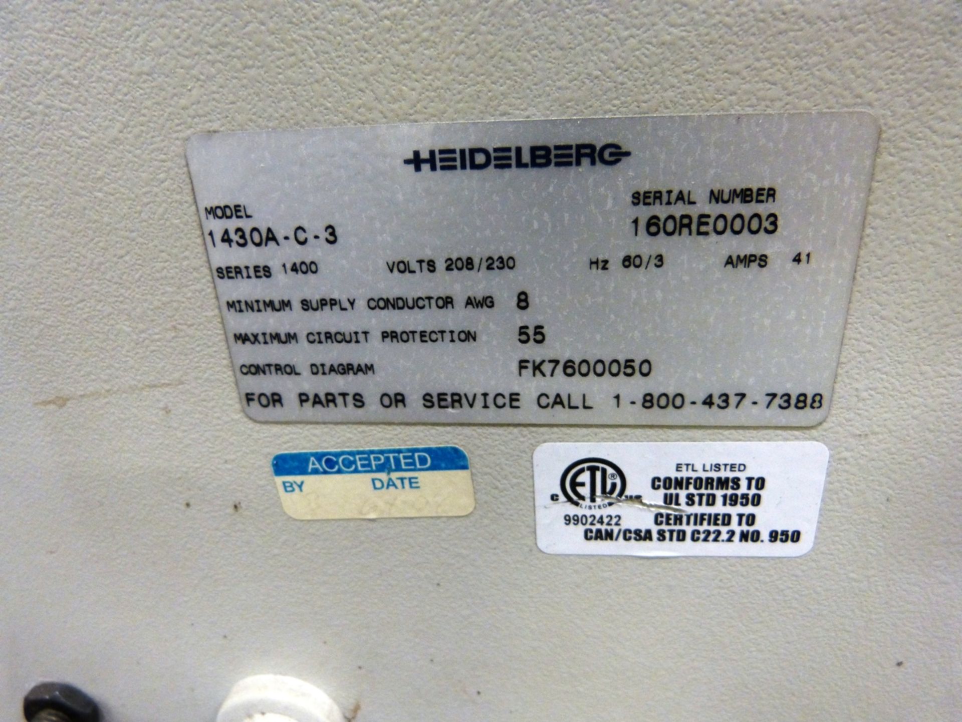 2004 HEIDELBERG-STAHL “1430A” Folder, 30” Capacity w/16-Page, (4/4/4) Gate Fold Plate - Image 12 of 12