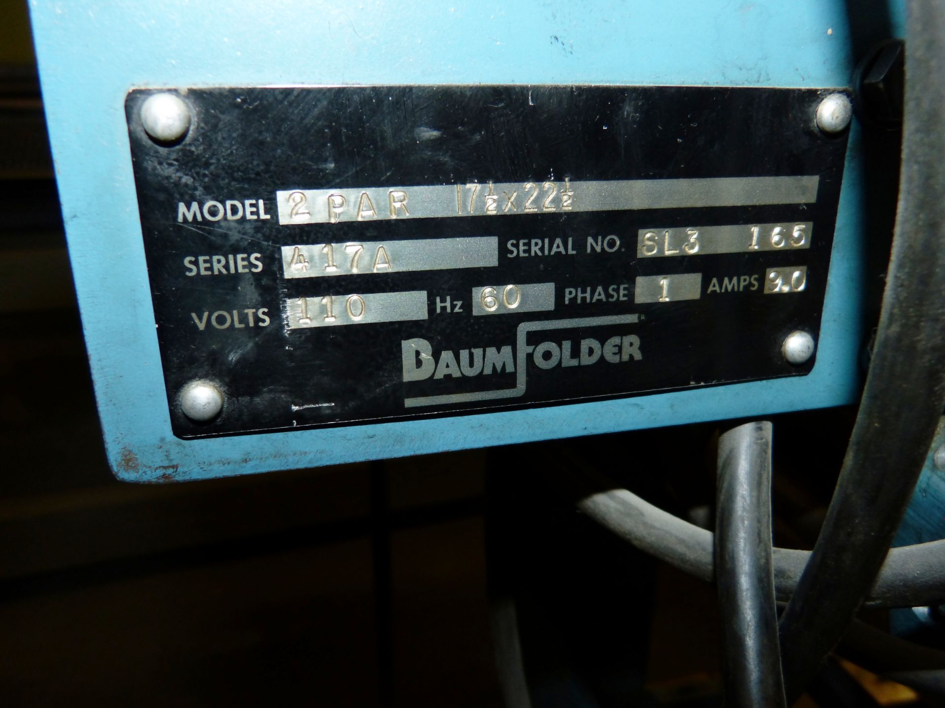 BAUM “2-PAR” 4-Page Friction Feeder, 17.5” x 22.5” Capacity - Image 2 of 2