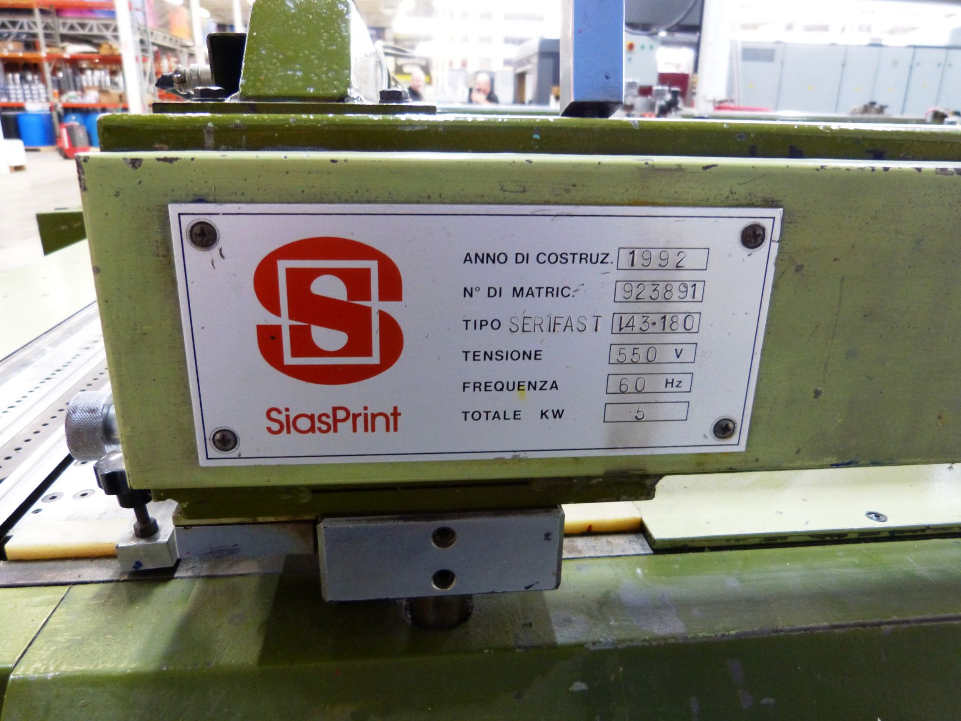 1992 SIASPRINT “SERIFAST 143 x 180” Single Color Silk Screen Printing Press - Bild 7 aus 7