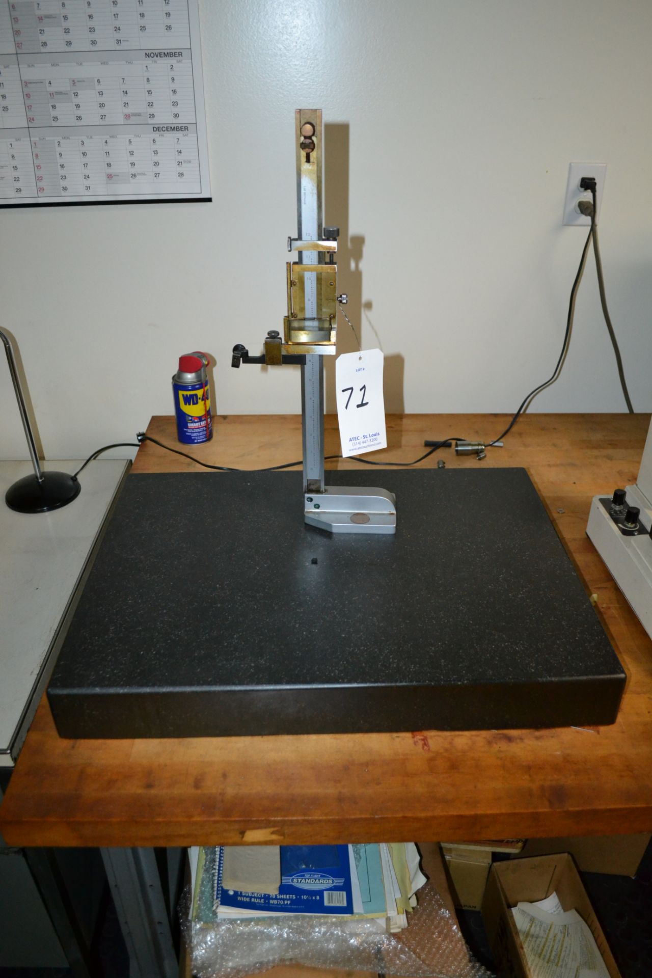 Mitutoyo Height Gage, Granite Surface Plate and Table