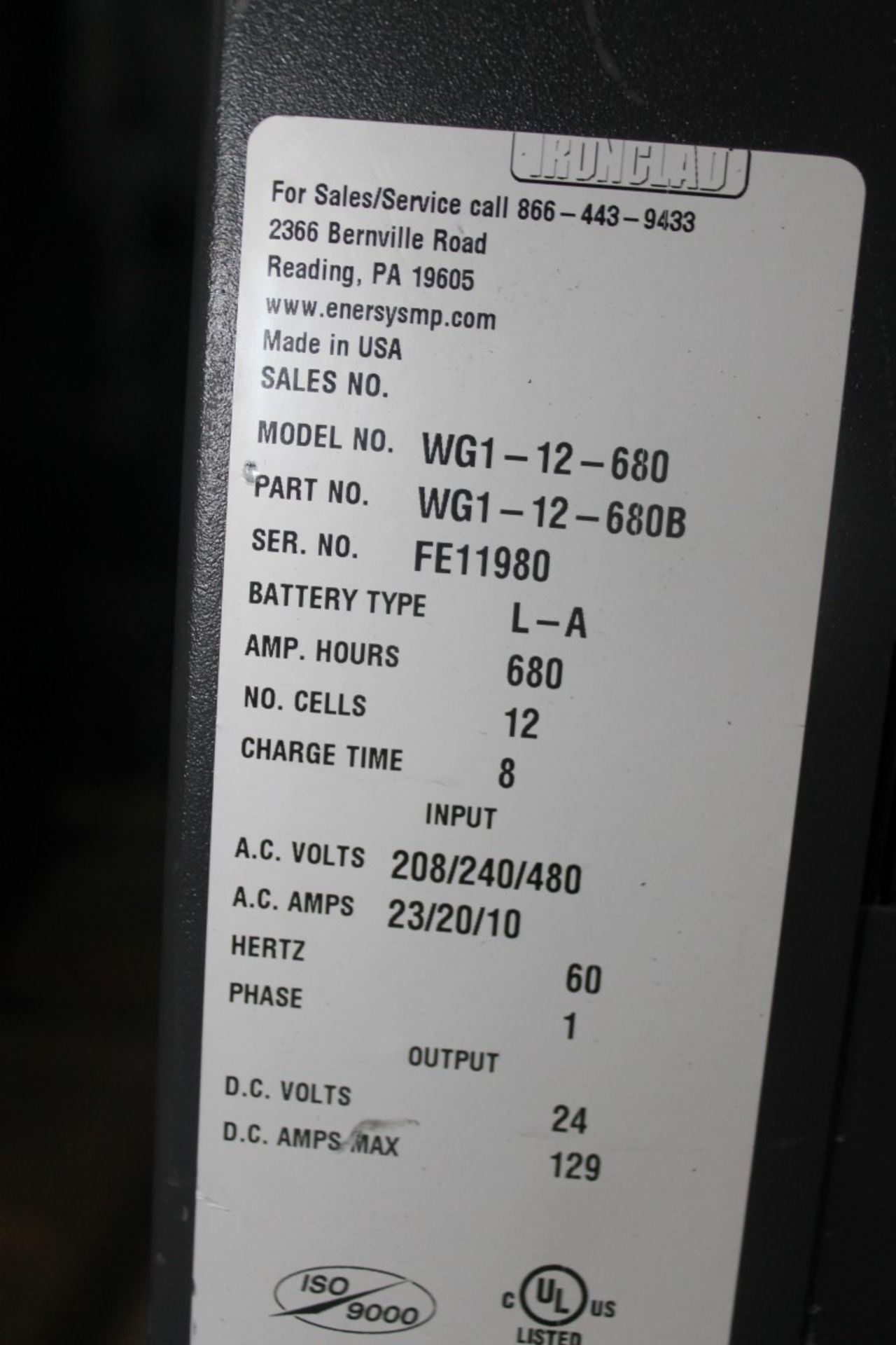 ENERSYS GOLD 24 VOLTS BATTERY CHARGER, - Image 3 of 4