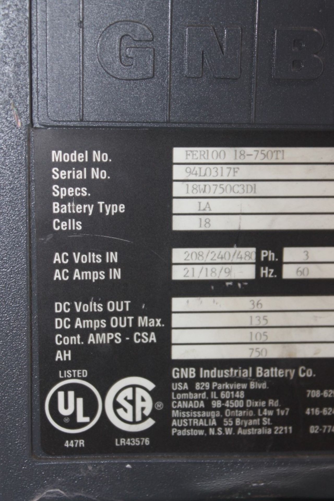 GNB 36 VOLTS BATTERY CHARGER - Image 4 of 4