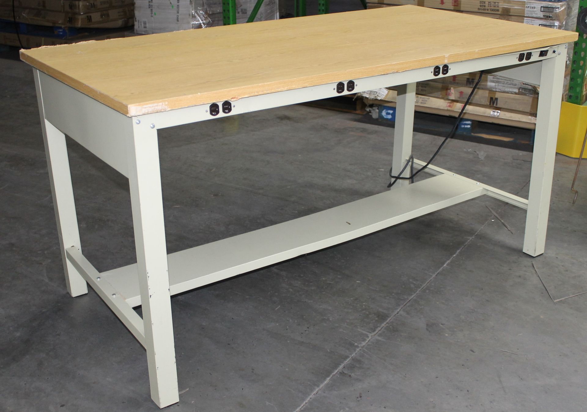 METAL WORK BENCH WITH WOODEN TOP, - Image 2 of 2