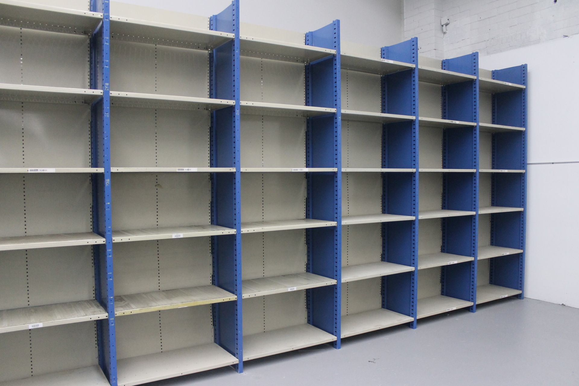 26 SECTIONS OF HALLOWELL H-POST CLOSED SHELVING (BACK TO BACK), SIZE: 98"H X 18"D X 36"W