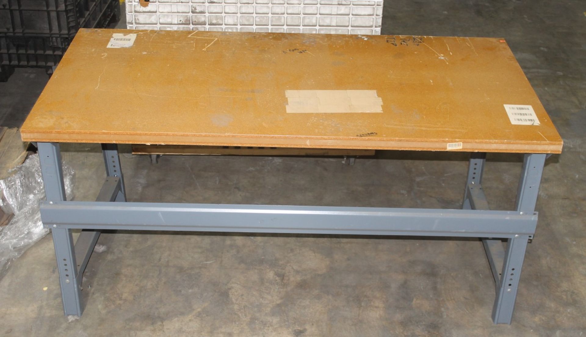 72"W X 36"D HEAVY DUTY WORK BENCH WITH 1-1/2" WOODEN TOP