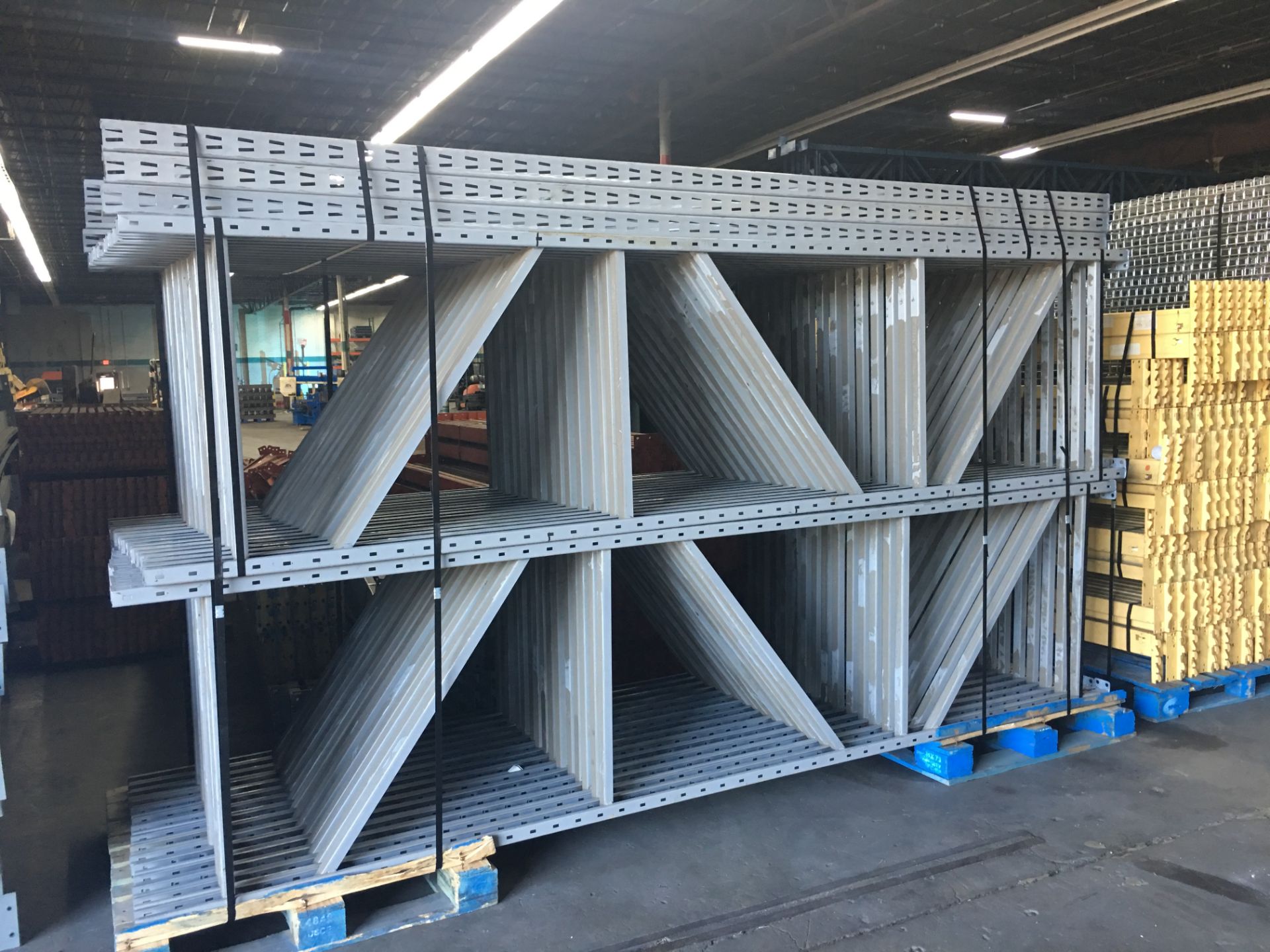 20 BAYS OF 12'H X 36"D X 106"W PENCO STYLE PALLET RACK, (4 BEAM LEVEL)