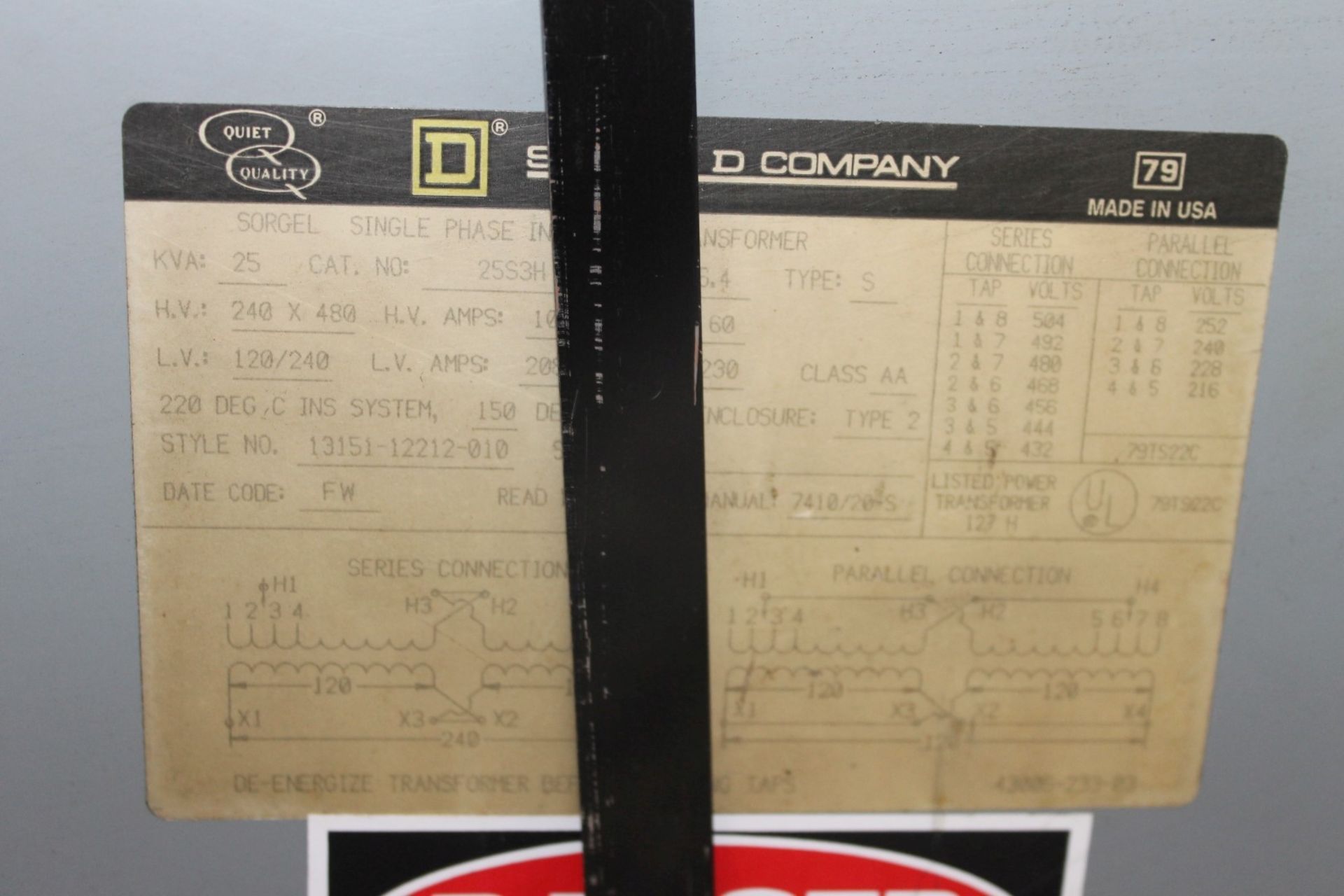 SQUARE D COMPANY 25 KVA TRANSFORMER