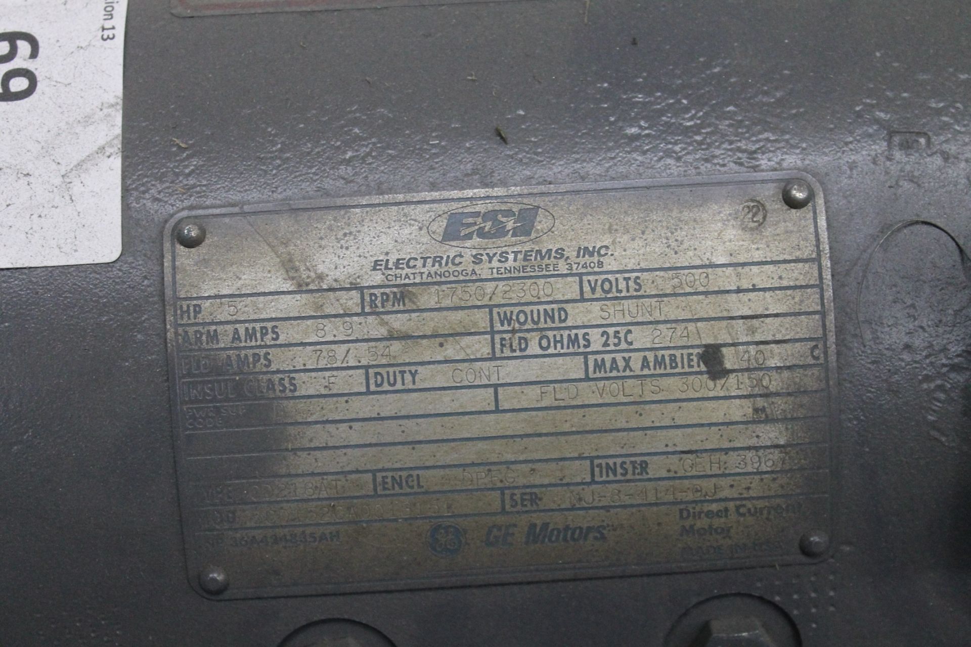 ESI 5 HP DIRECT CURRENT MOTOR - Image 2 of 2