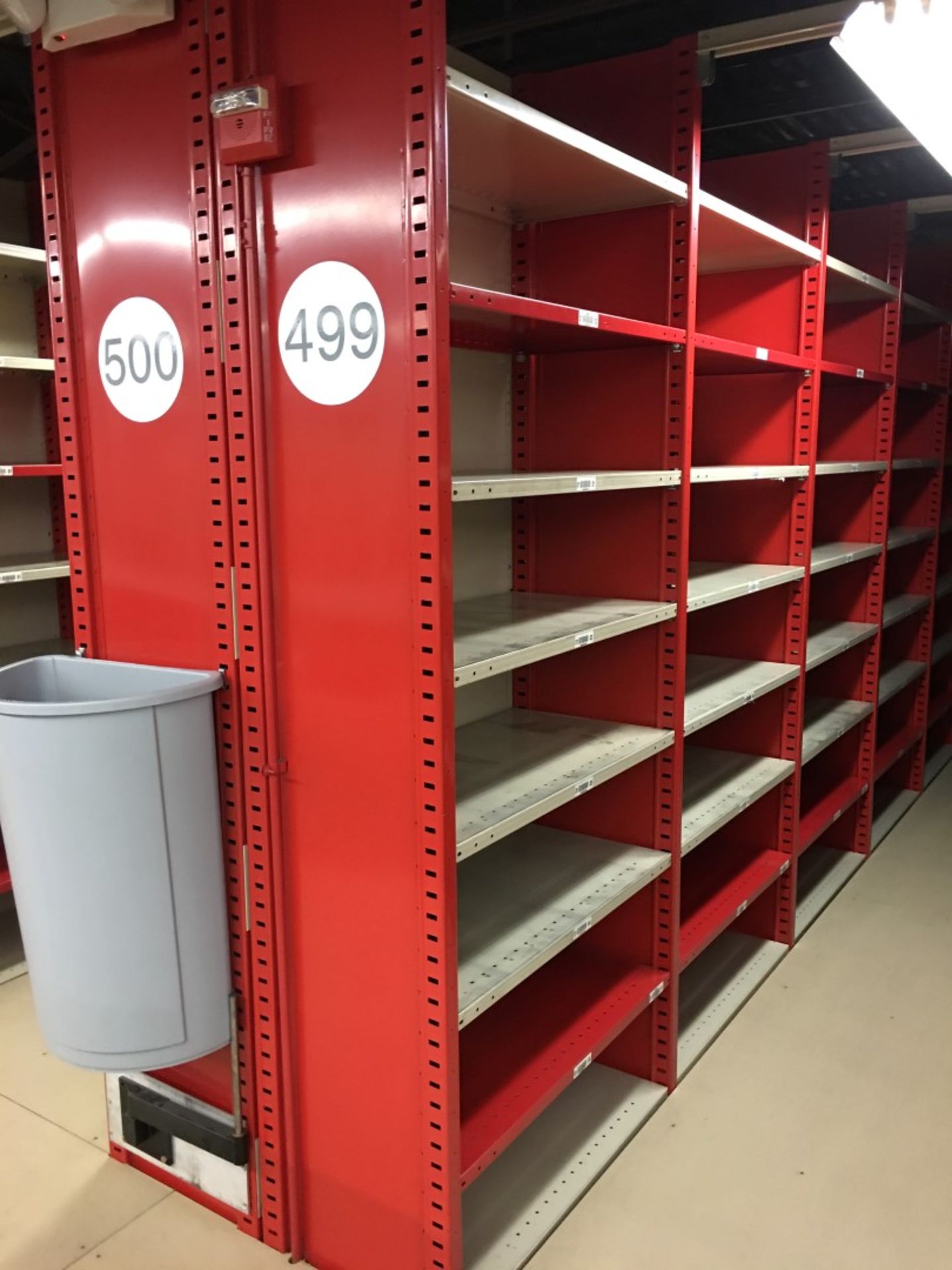 26 SECTION OF HALLOWELL H-POST CLOSED BACK SHELVING, SIZE : 98.5"H X 18"D X 36"W WITH 5 SHELVES EACH