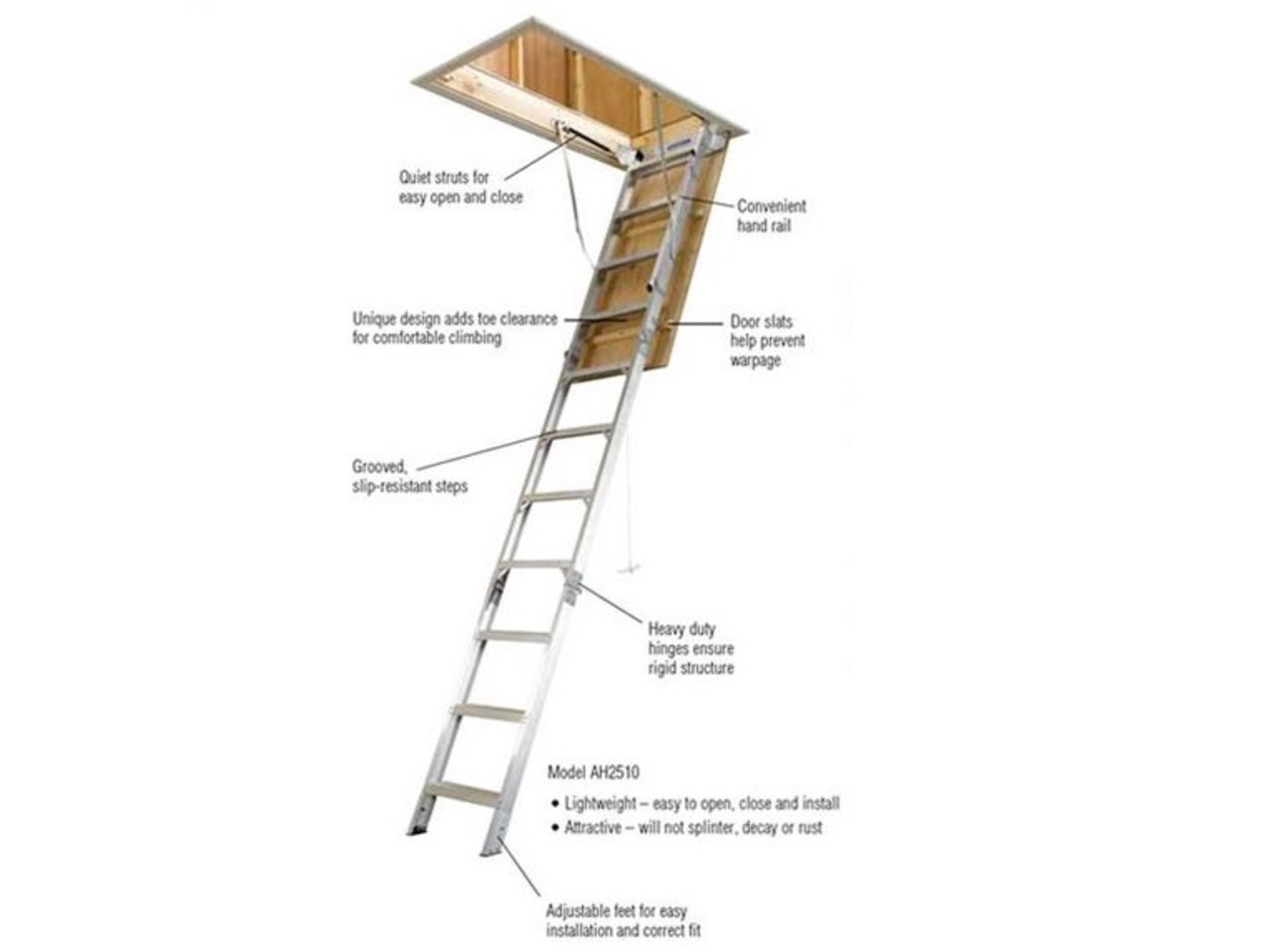 WERNER ALUMINIUM ATTIC LADDER WITH 375LB CAPACITY - Image 3 of 5