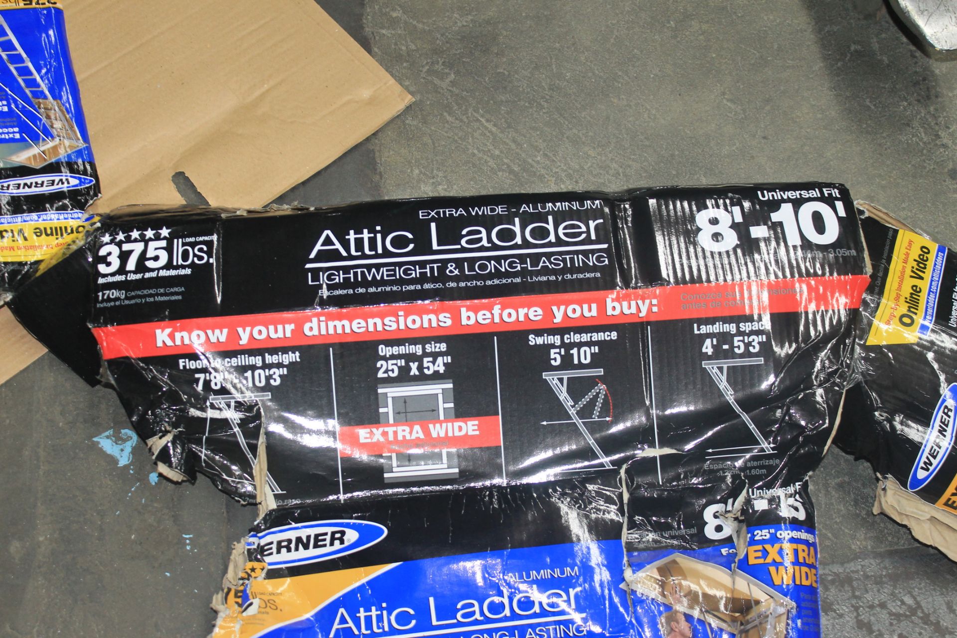 WERNER ALUMINIUM ATTIC LADDER WITH 375LB CAPACITY - Image 5 of 5