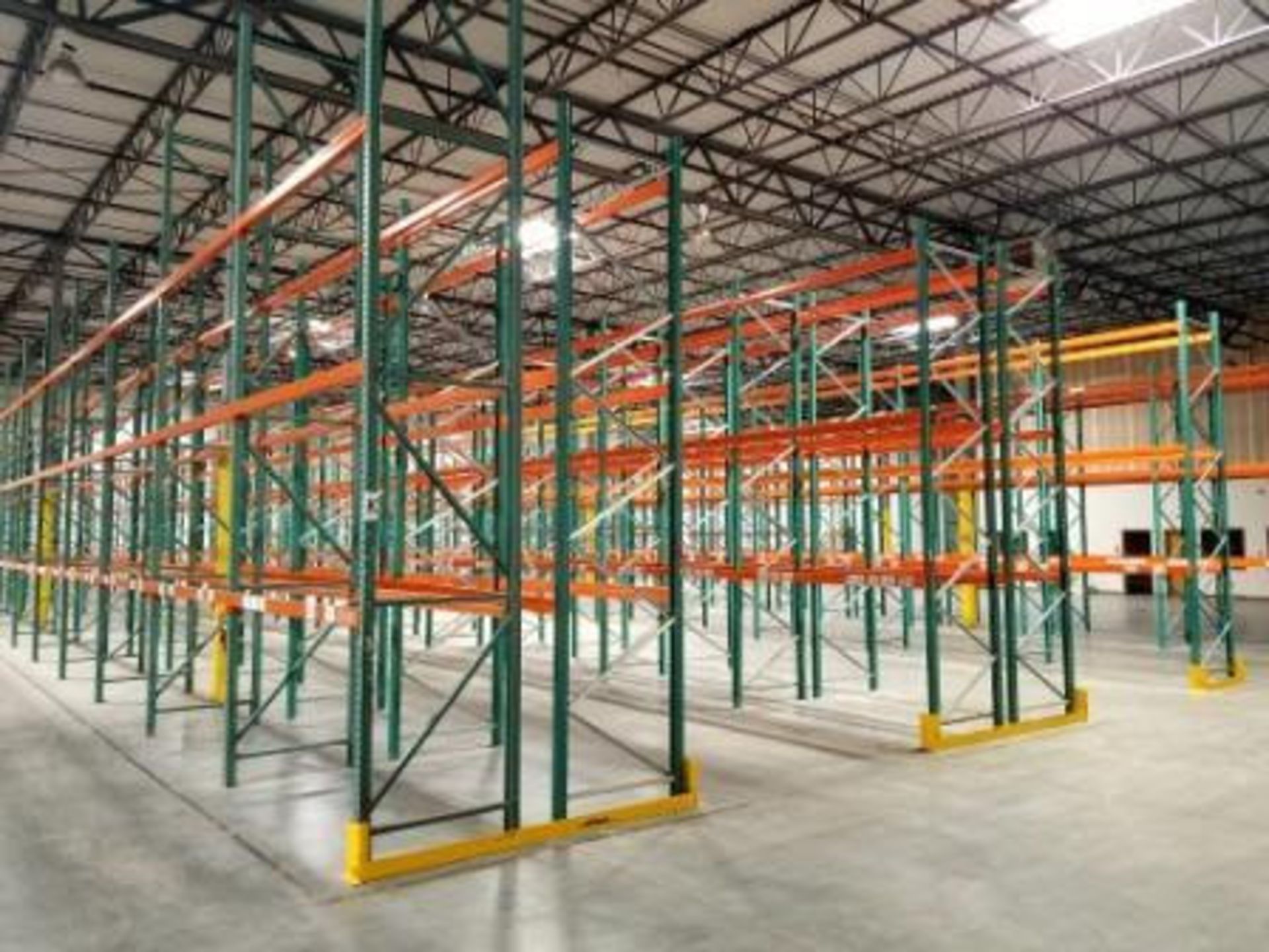 14 BAYS OF TEARDROP STYLE PALLET RACK, SIZE: 16'H x 42"D X 96"W