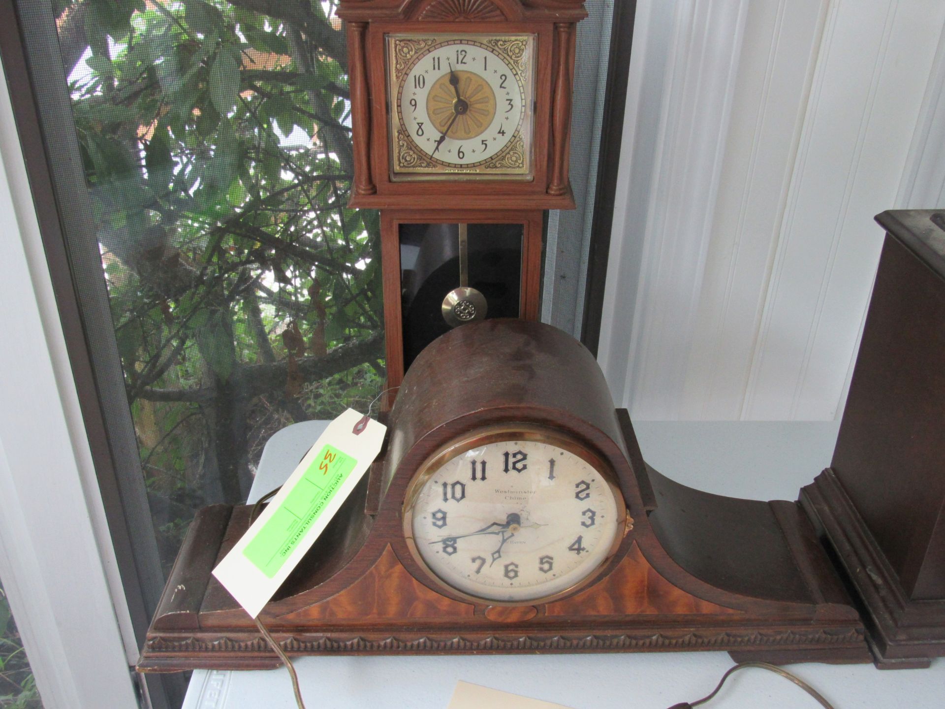 New Haven Westminster chime mantle clock and small grandfather clock