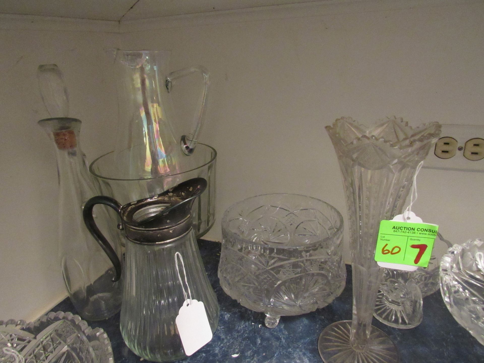 Seven pressed glass pieces and other glass pieces