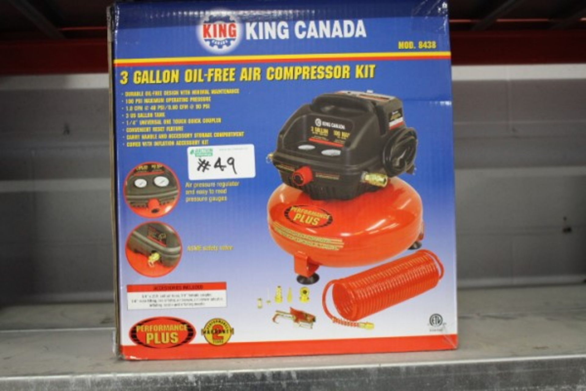 New King Canada 3 Gallon Oil Free Air Compressor Kit M#8438