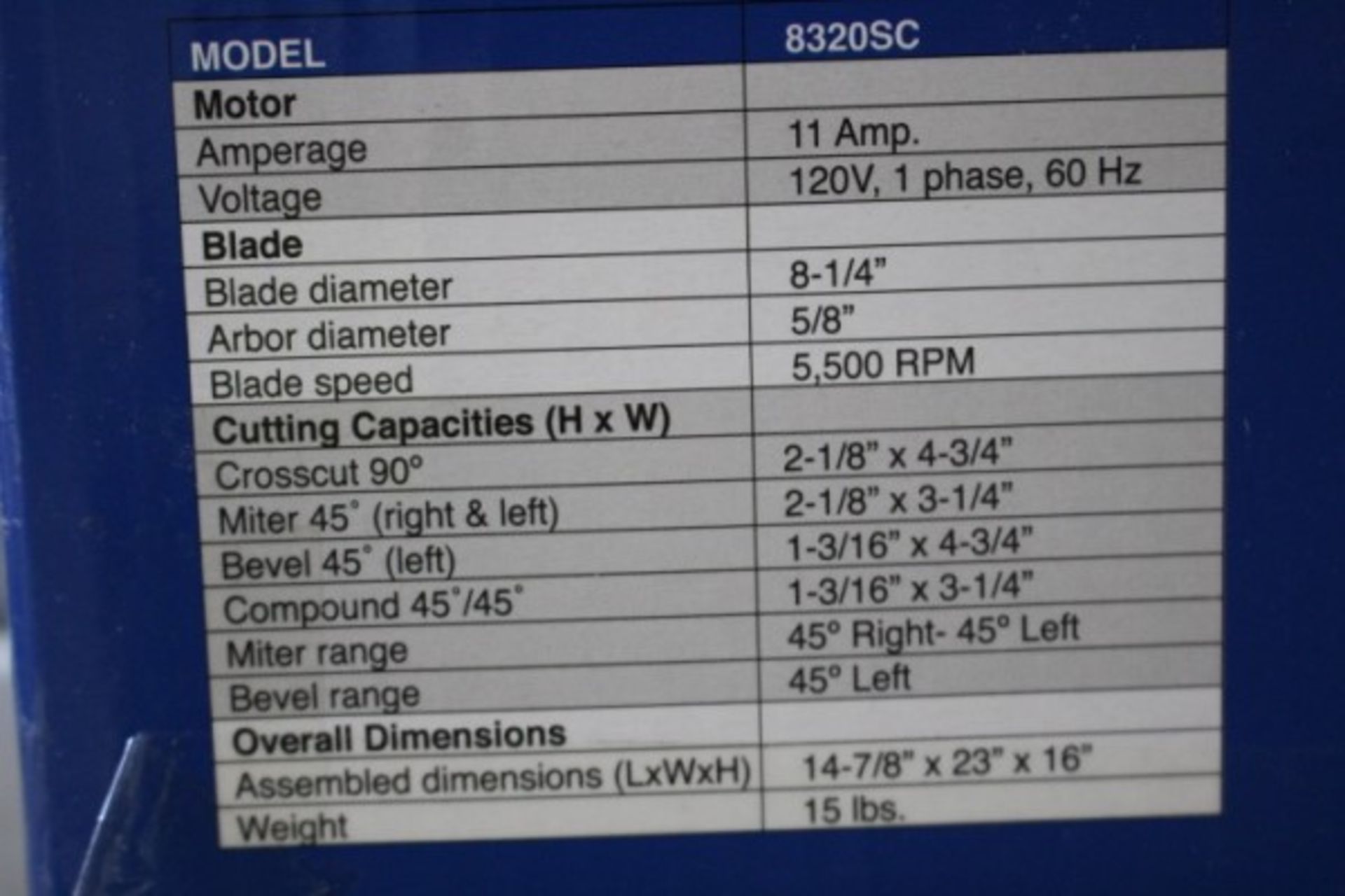 King Canada 8 1/4" Compound Miter Saw M#8320SC - Image 2 of 3