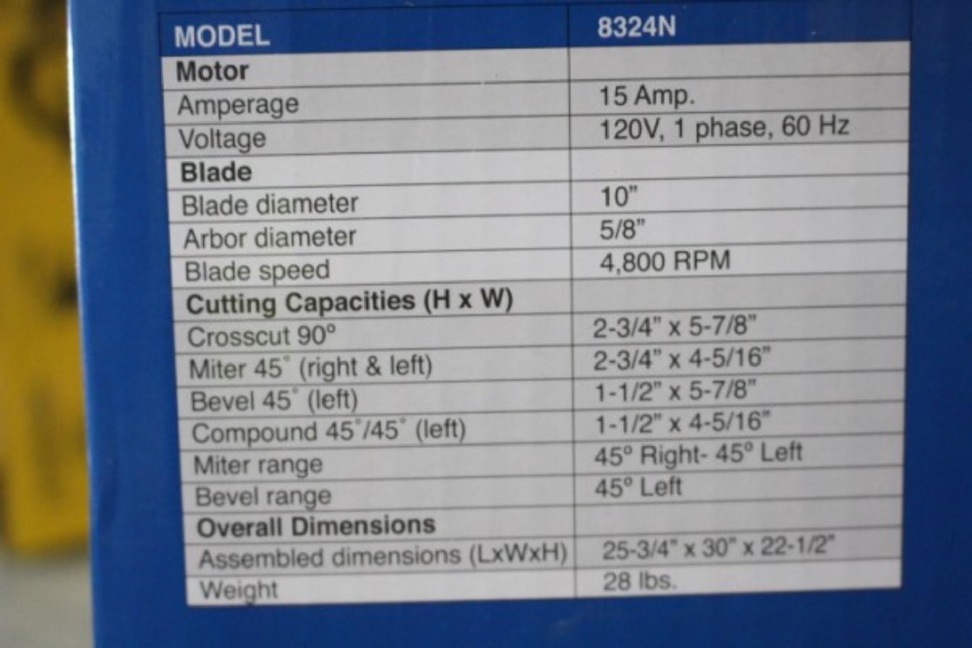 New King Canada 10" Compound Miter Saw with Laser Guide M#8324 - Image 2 of 2