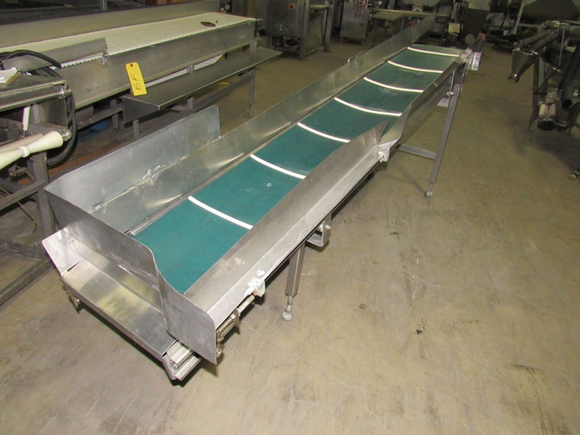 Incline Conveyor, 14" W X 100" L cleated rubber belt, 1/2" cleats, spaced 12" apart, 20" infeed, 36" - Image 2 of 3