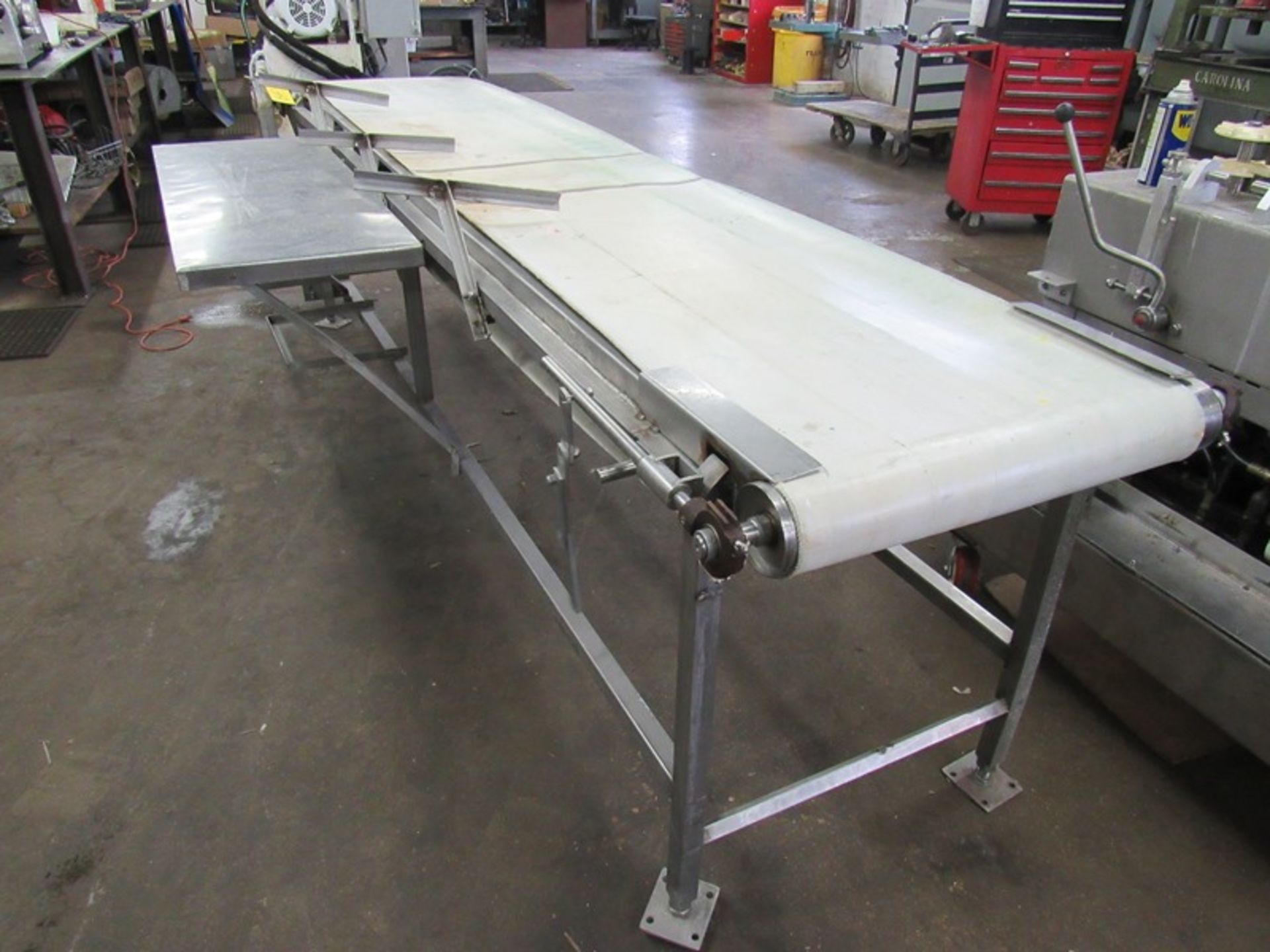 Packoff Conveyor, 24" W X 11' L plastic belt, stainless steel packoff shelf, 1/2 h.p., 230/460