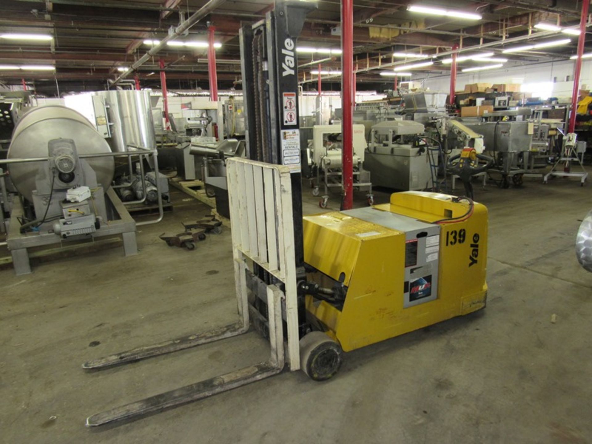 Yale Mdl. MCW040LEN24V083 Walkie Stacker Lift, 2 stage mast, 4000 Lb. lift capacity, 24 volt