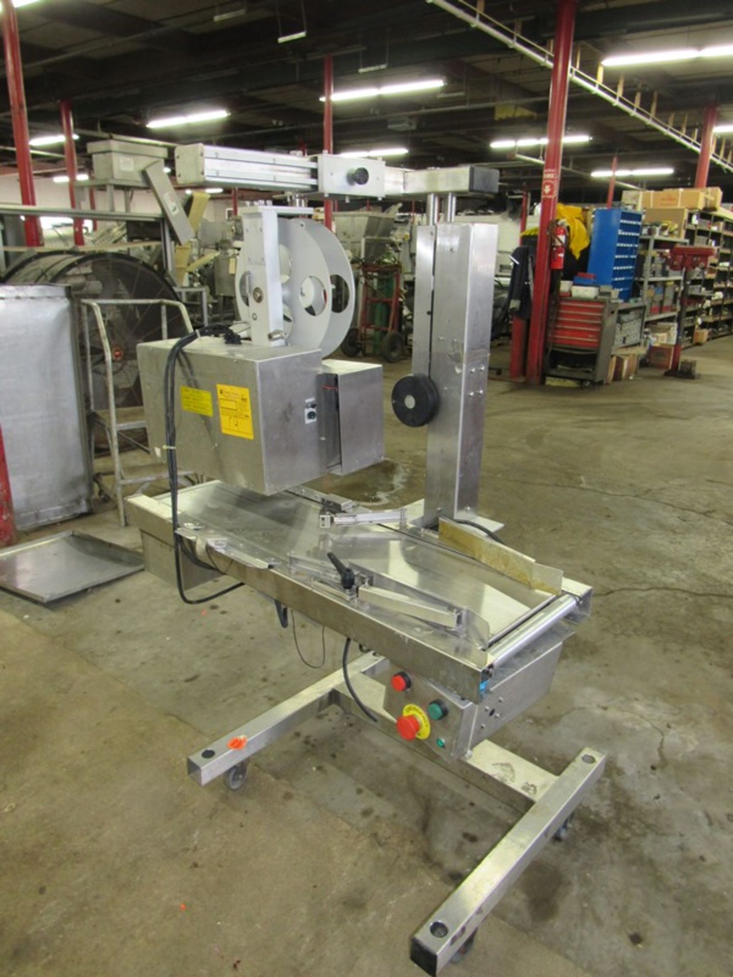 Digi-Europe Mdl. LA2600 Portable Conveyorized Label Applicator, missing belt, will accept 10" W X