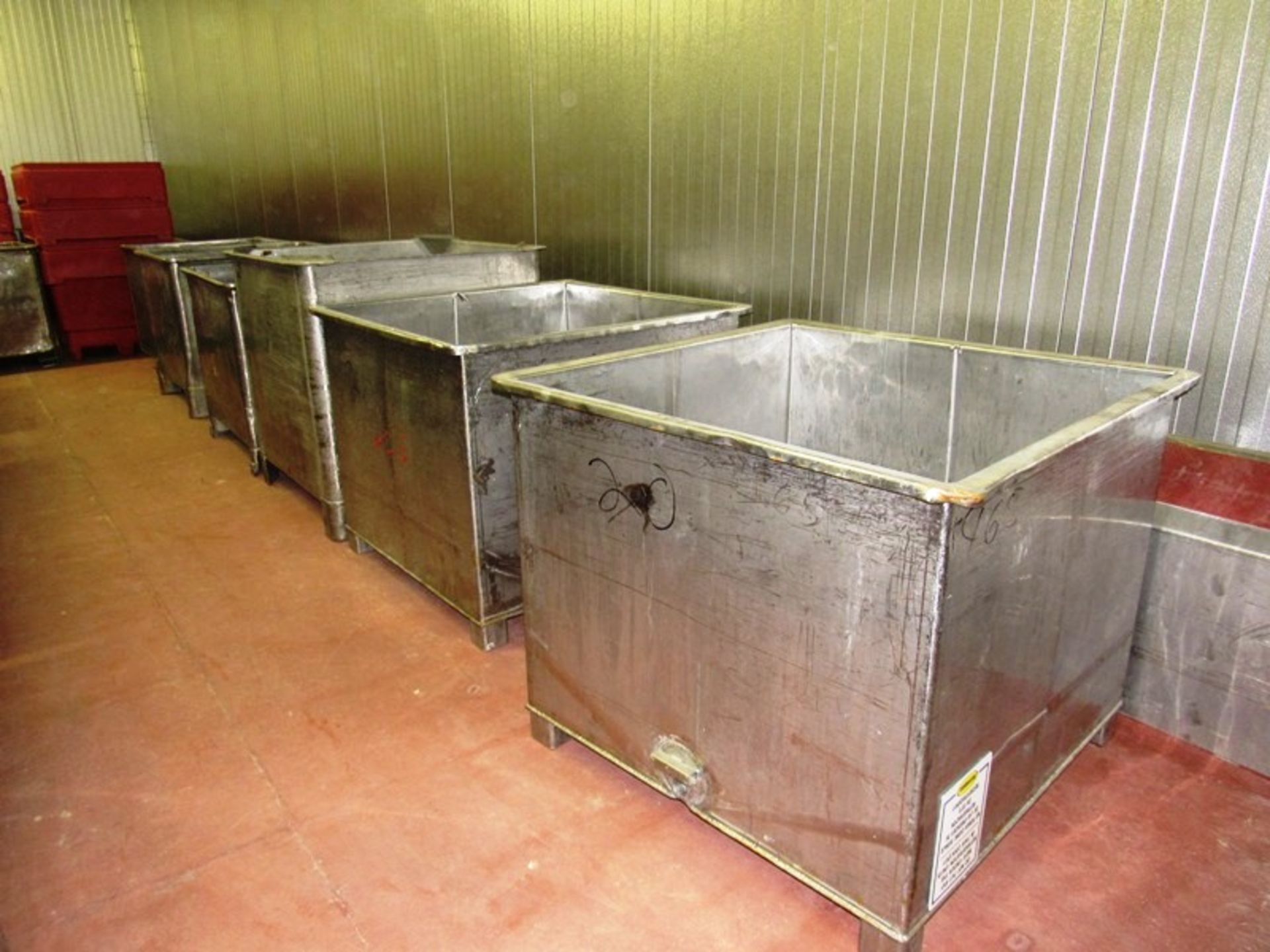 Stainless Steel Vats, (2) 40" W X 40" L X 38" T, (1) 36" W X 47" L X 37" T, (1) 45" W X 45" L X