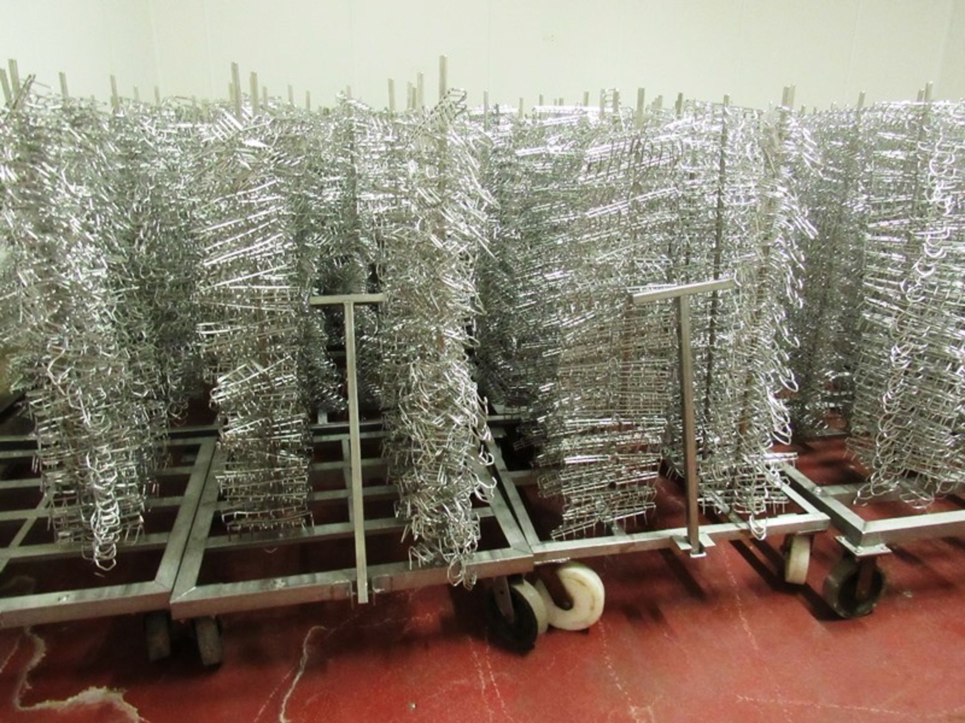 Lot (630) Stainless Steel Bacon Combs, 10 prong on 2 carts ($25.00 Required Loading Fee- Rigger: