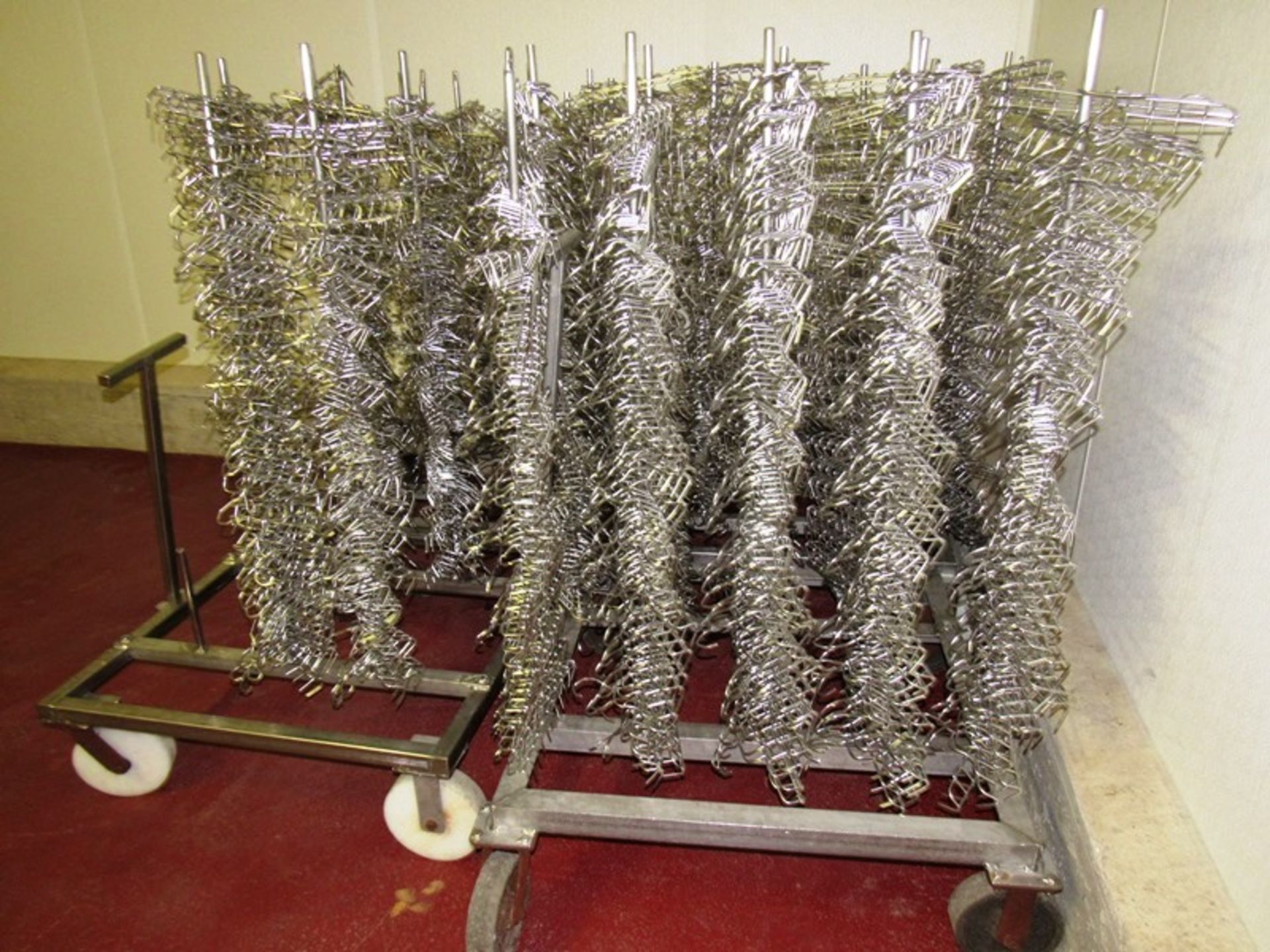 Lot (520) Stainless Steel Bacon Combs, 8 prong on 2 carts ($25.00 Required Loading Fee- Rigger: