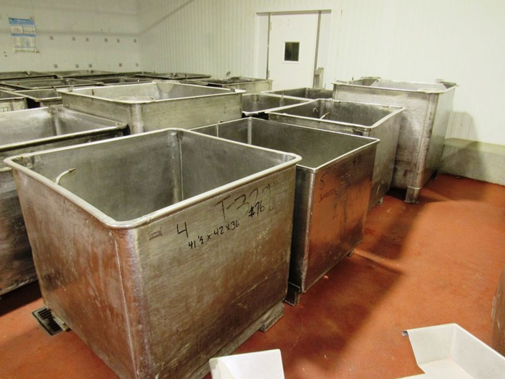 Stainless Steel Vats, (2) 38" W X 50" L X 38" T, (2) 36" W X 48" L X 36" T, (1) 42" W X 42" L X - Image 2 of 3