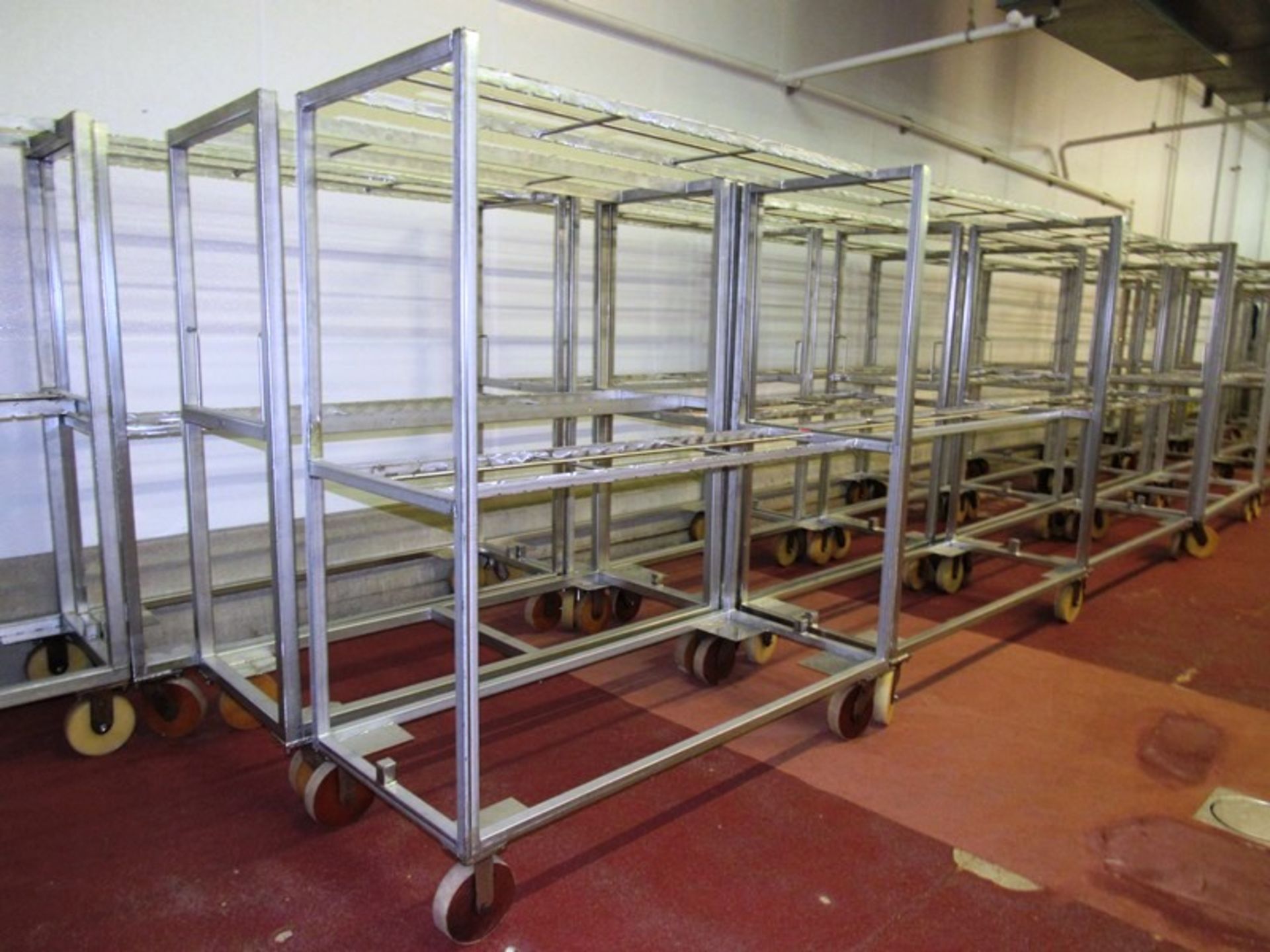 Stainless Steel Belly Racks, 30" W X 72" L X 80" T on 8" casters, holds 60 bellies ($100.00 Required