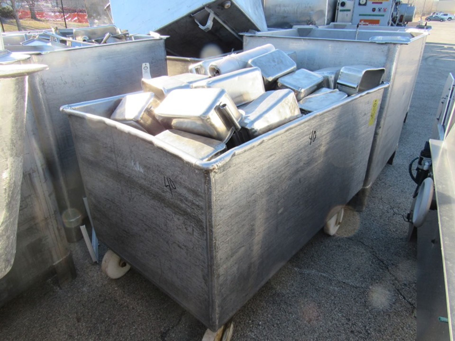 Stainless Steel Ham Molds, 6" W X 12" L X 5 1/2" D, in stainless steel bin, 14 Pound Mold, mix of